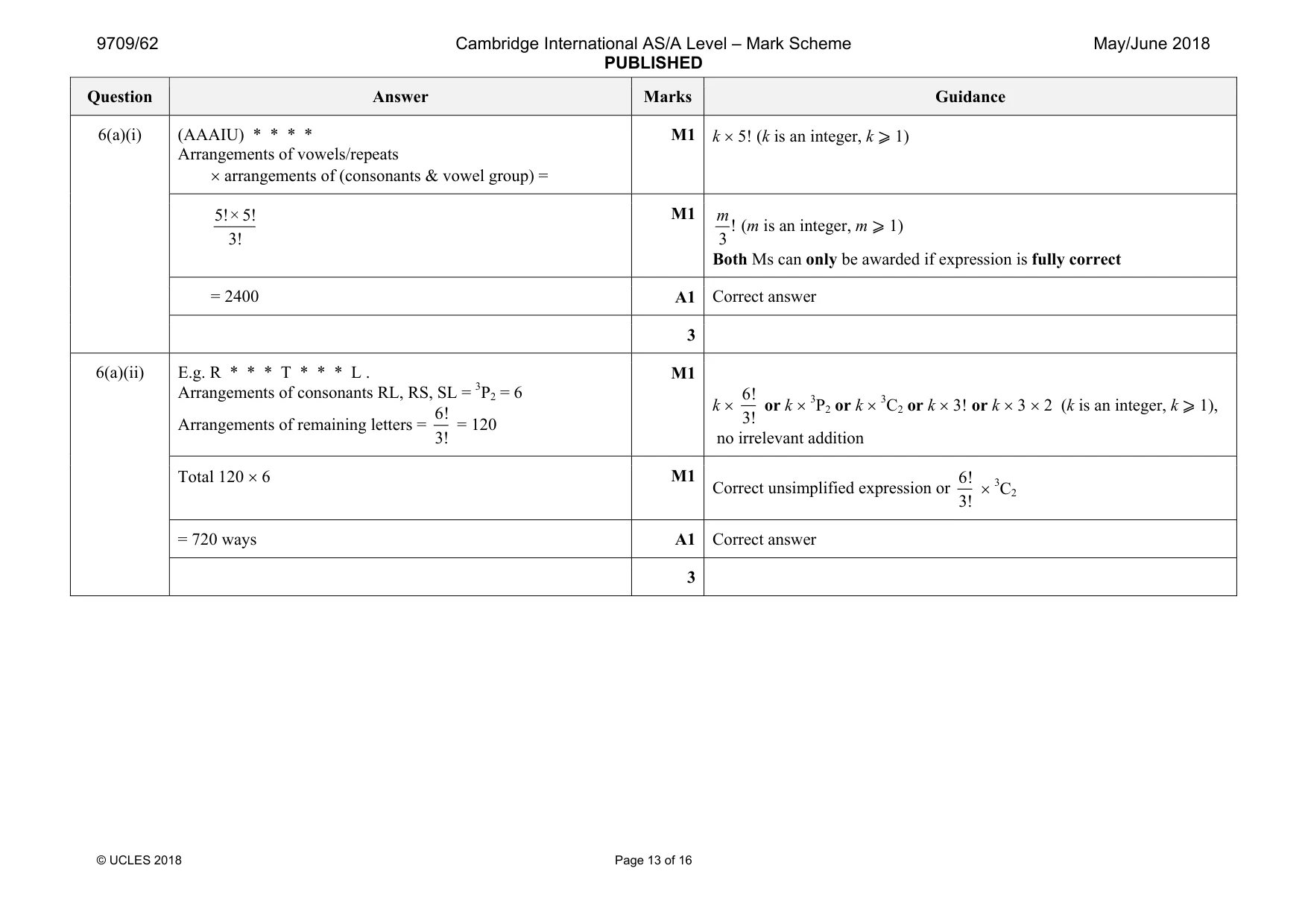 Mark scheme, page 13 of 16