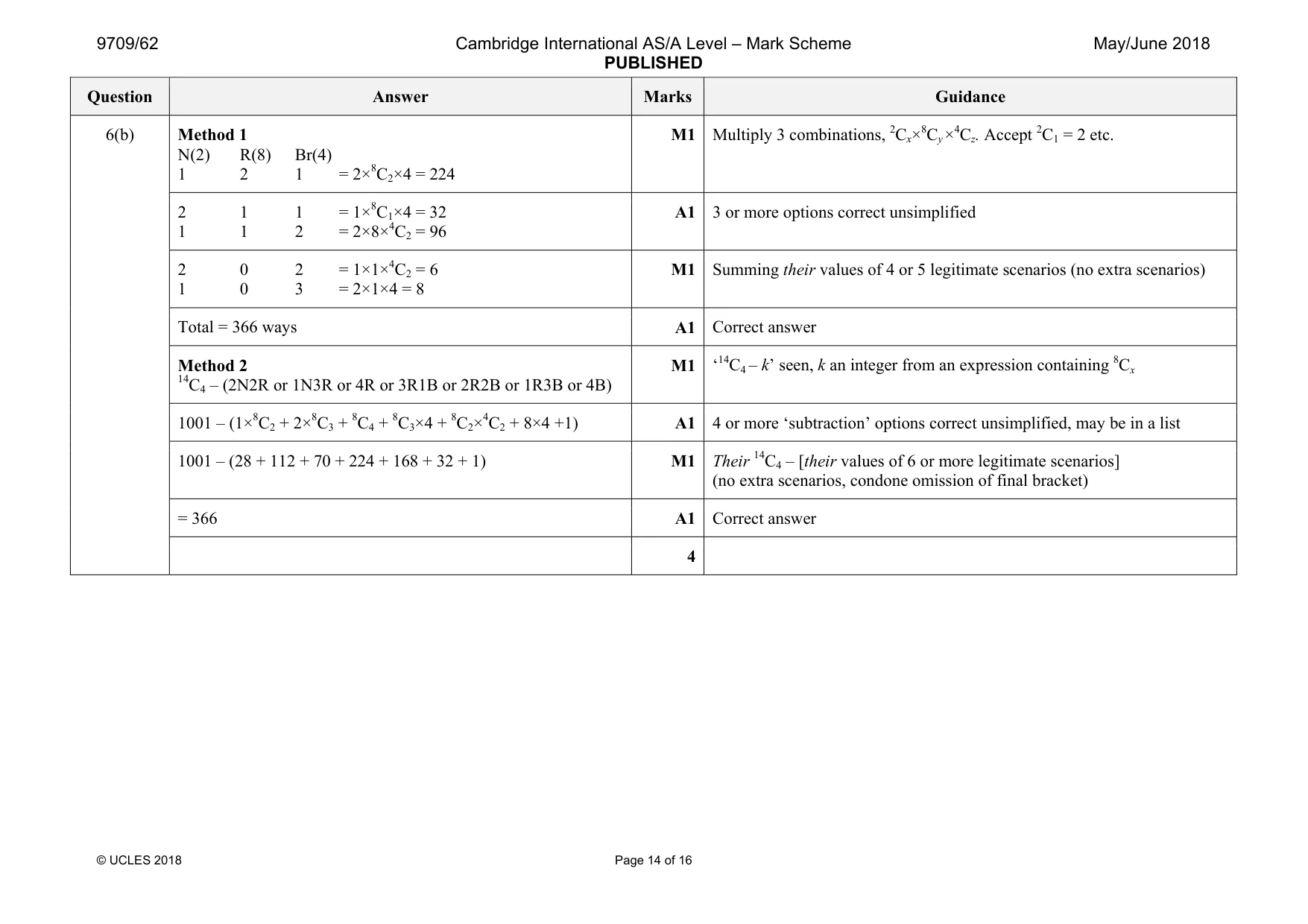 Mark scheme, page 14 of 16