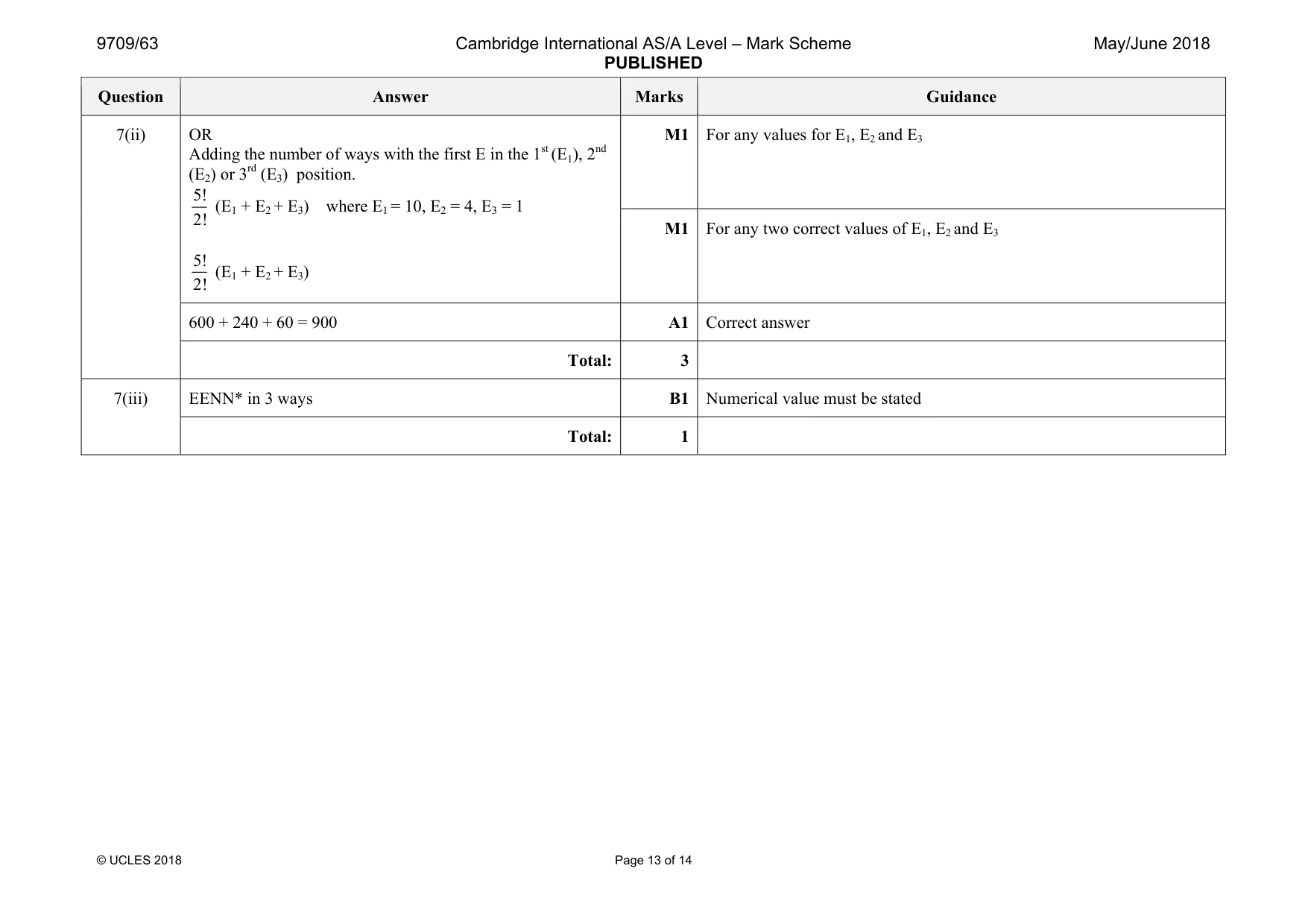 Mark scheme, page 13 of 14