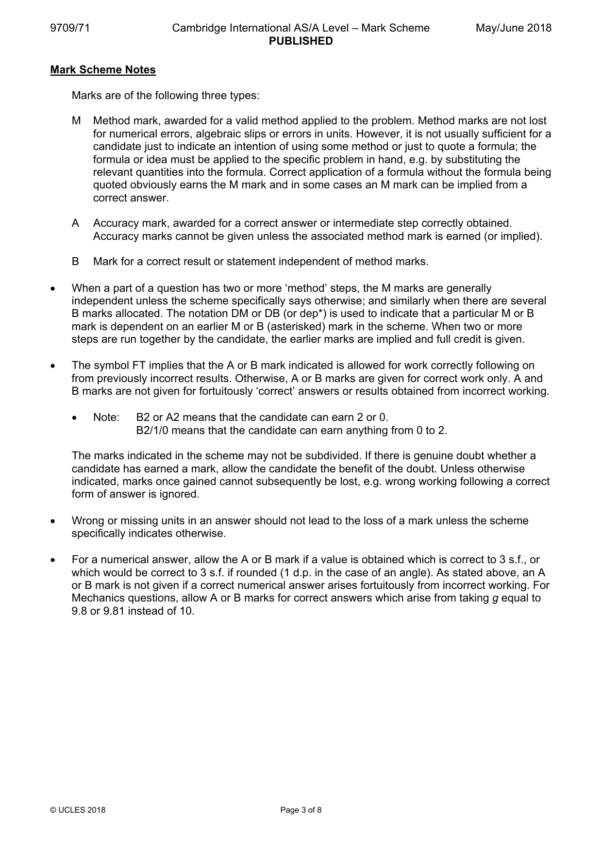 Mark scheme, page 3 of 8