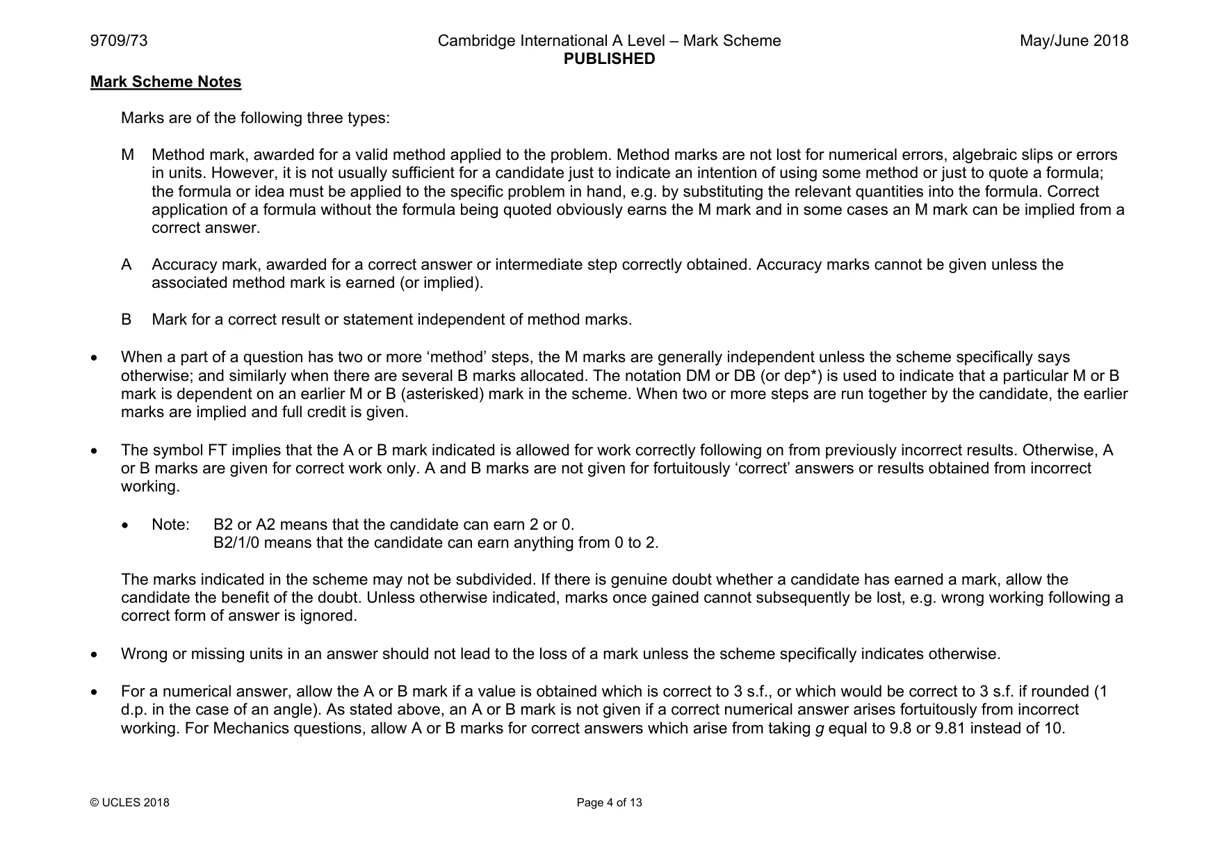 Mark scheme, page 4 of 13