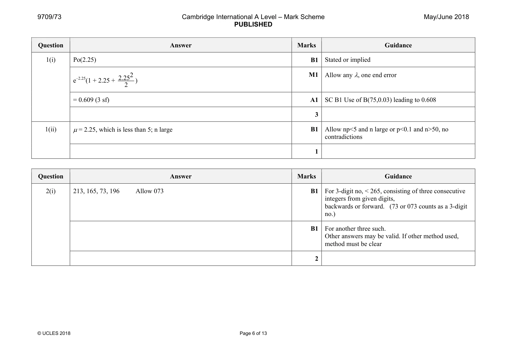Mark scheme, page 6 of 13