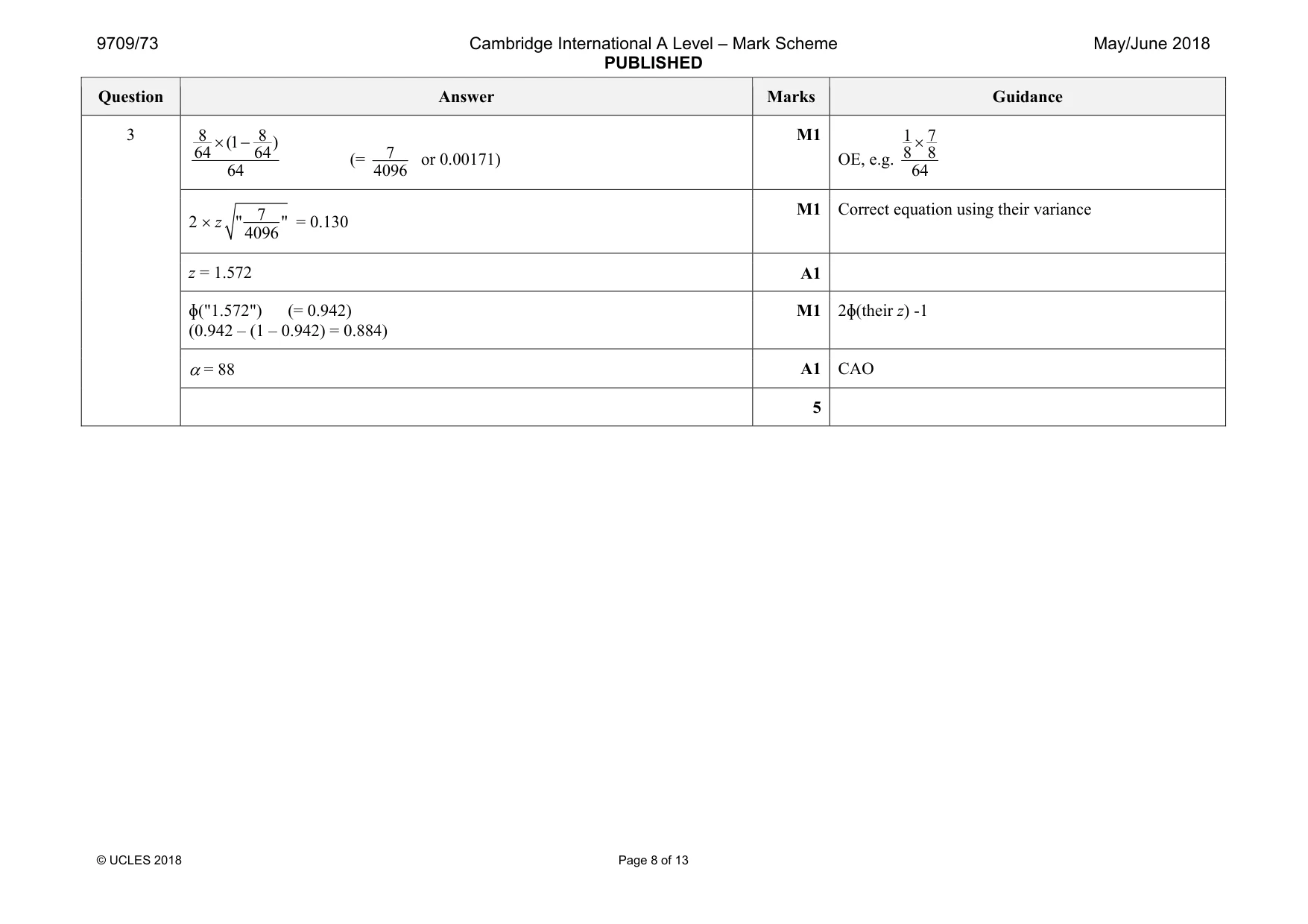 Mark scheme, page 8 of 13