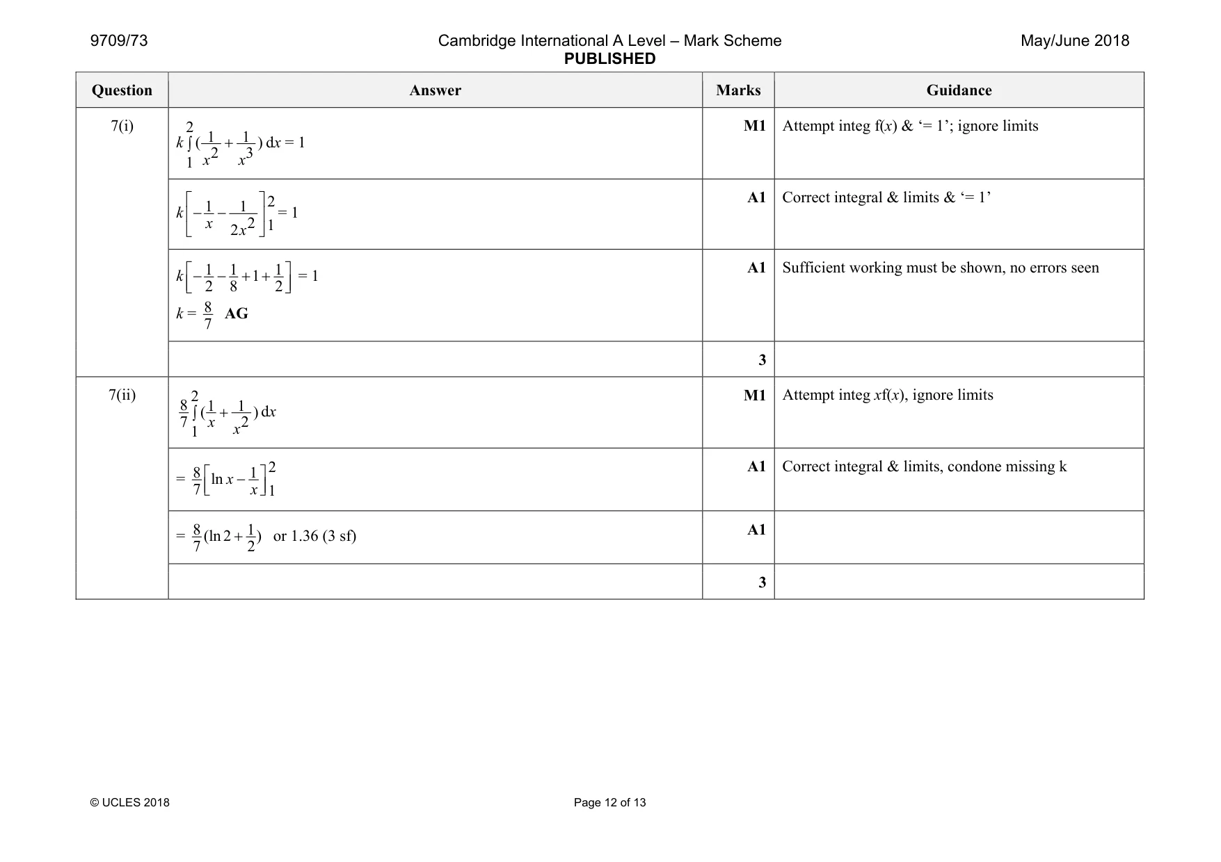Mark scheme, page 12 of 13