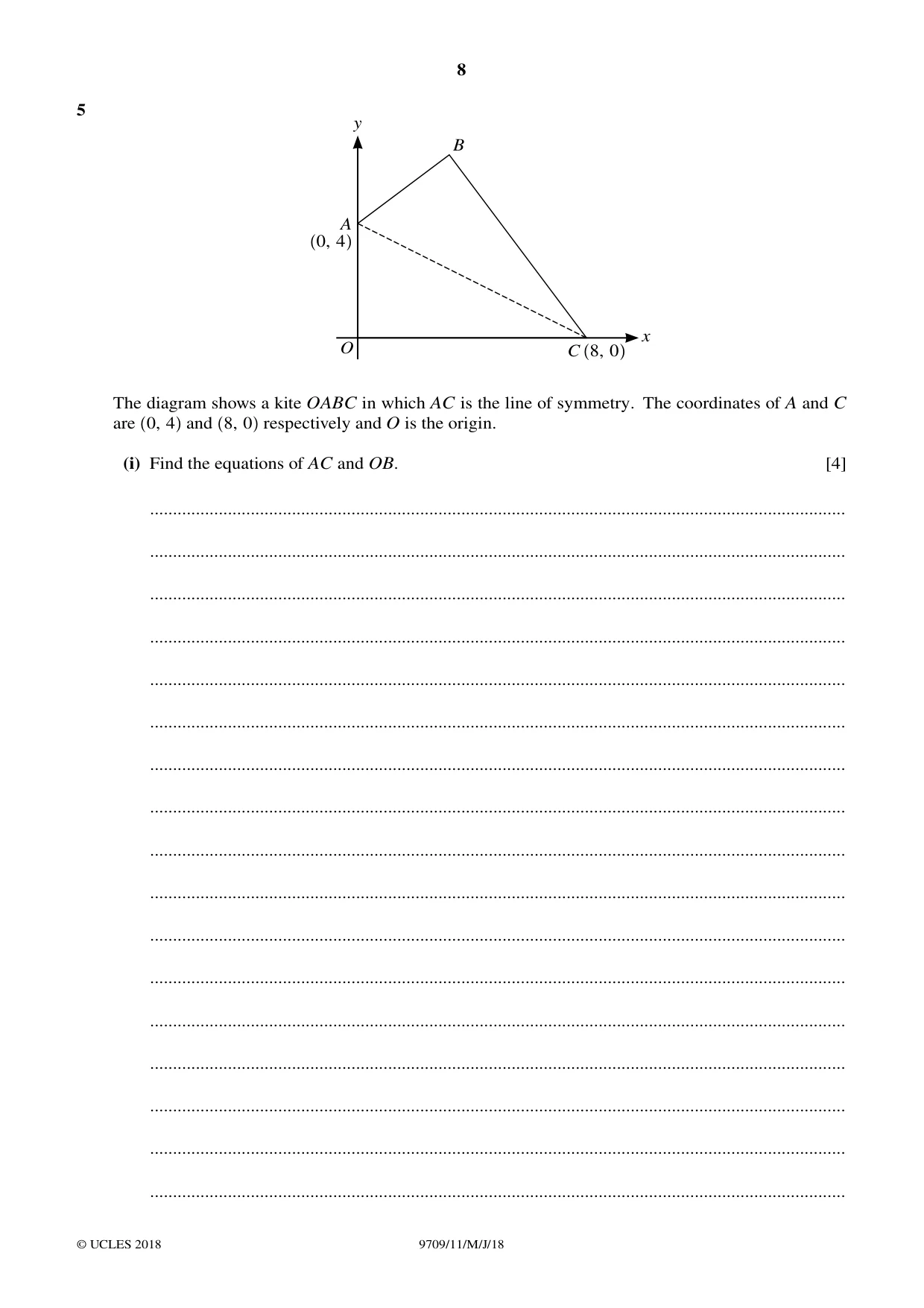 Cambridge A Level Mathematics 9709 2018 May/June Paper 1 · Variant 1 question paper, page 8 of 20