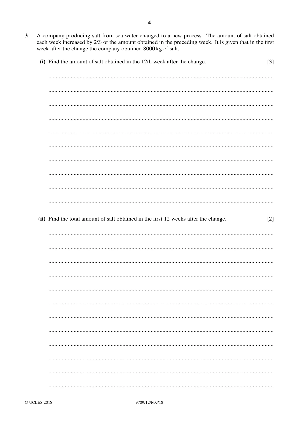 Cambridge A Level Mathematics 9709 2018 May/June Paper 1 · Variant 2 question paper, page 4 of 20