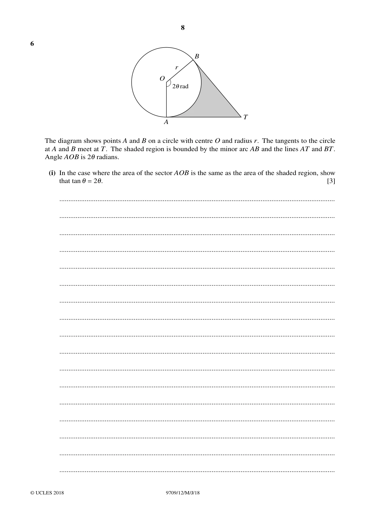 Cambridge A Level Mathematics 9709 2018 May/June Paper 1 · Variant 2 question paper, page 8 of 20
