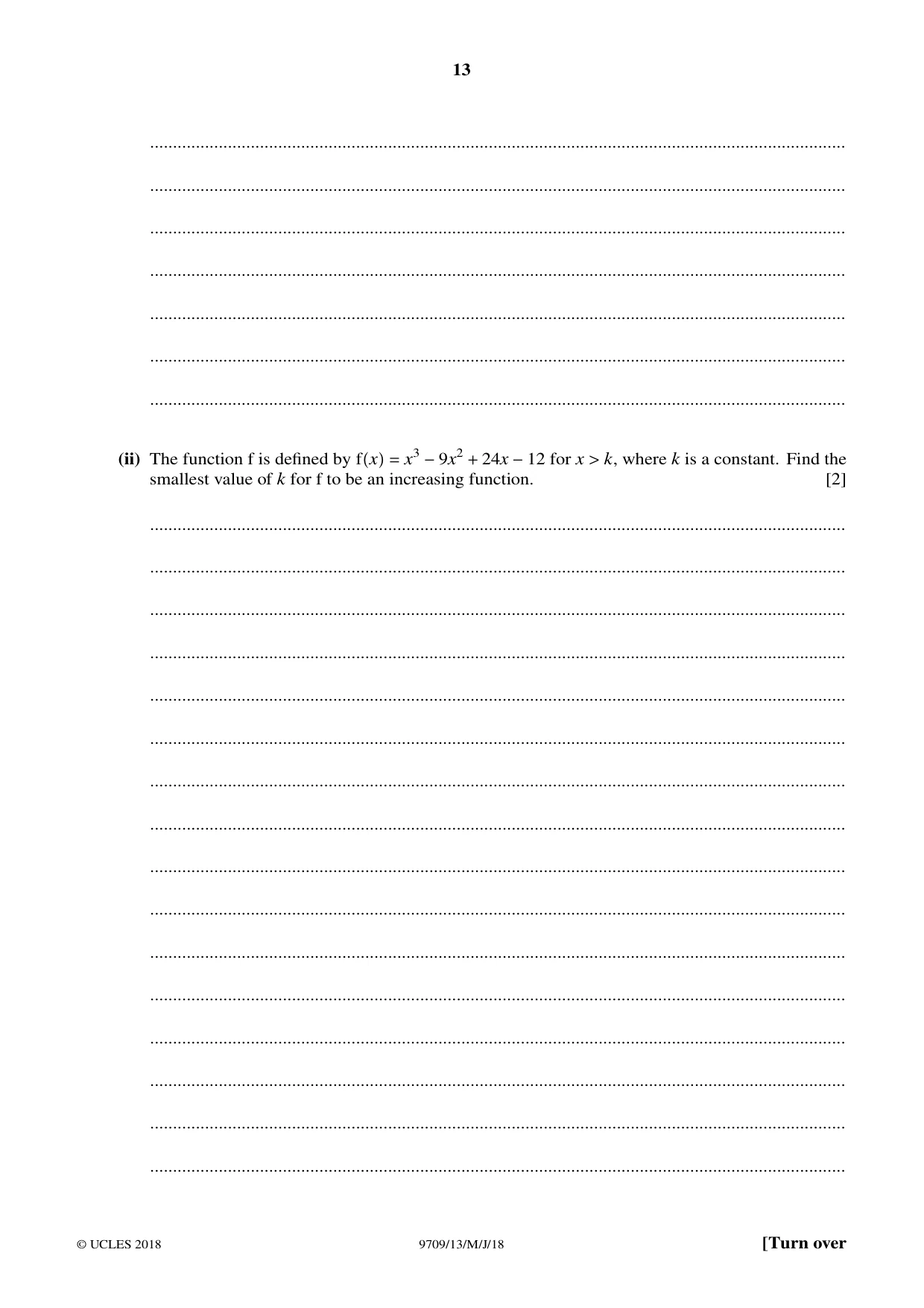 Cambridge A Level Mathematics 9709 2018 May/June Paper 1 · Variant 3 question paper, page 13 of 20