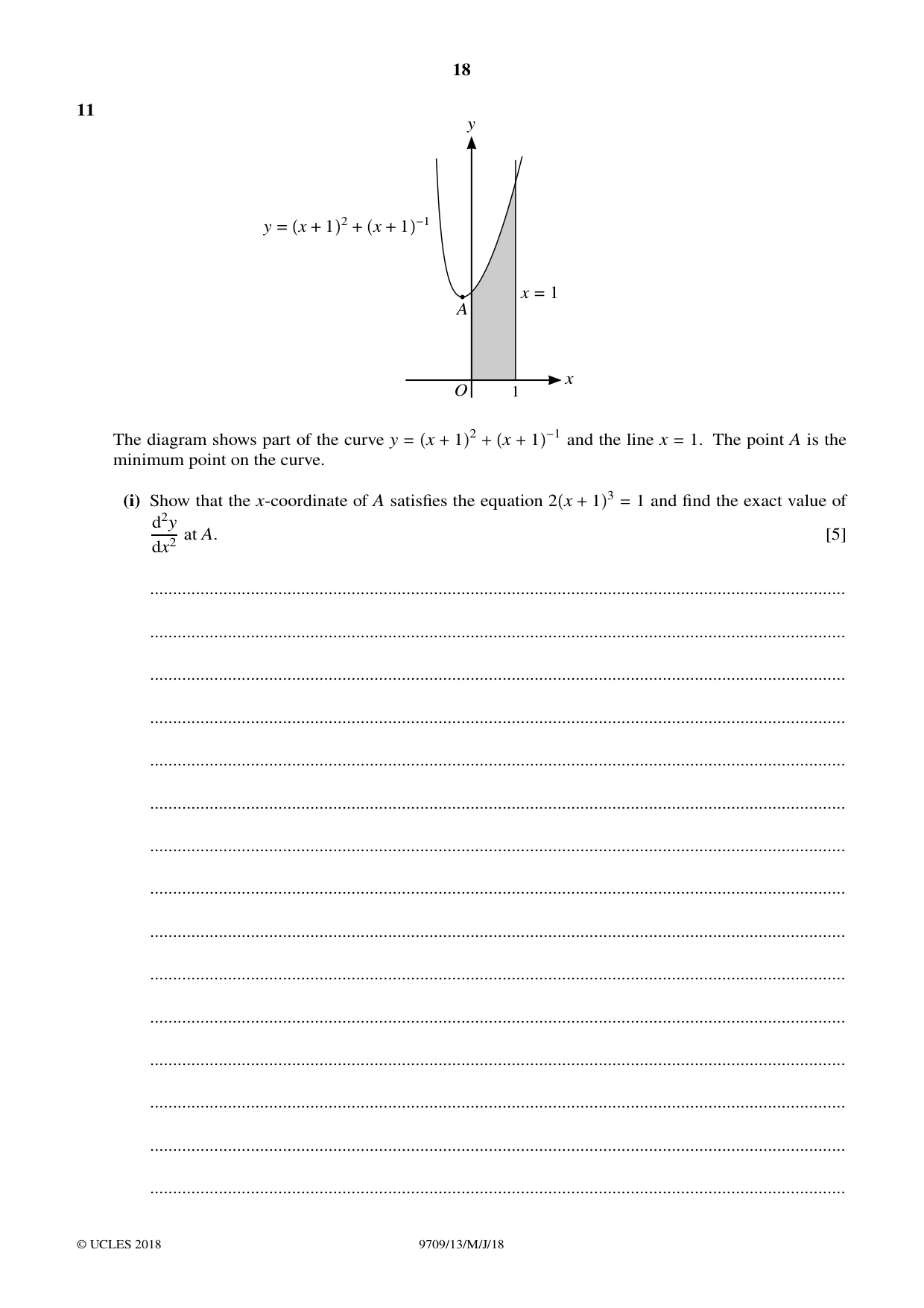 Cambridge A Level Mathematics 9709 2018 May/June Paper 1 · Variant 3 question paper, page 18 of 20