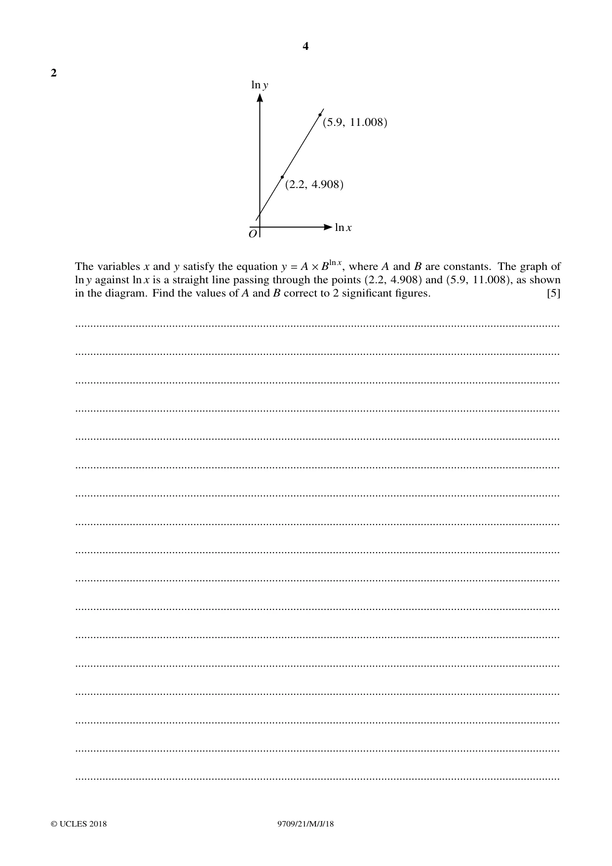 Cambridge A Level Mathematics 9709 2018 May/June Paper 2 · Variant 1 question paper, page 4 of 16