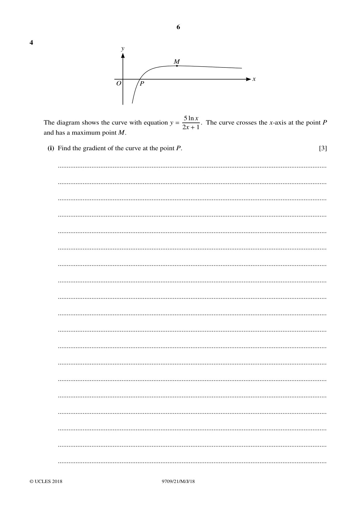 Cambridge A Level Mathematics 9709 2018 May/June Paper 2 · Variant 1 question paper, page 6 of 16