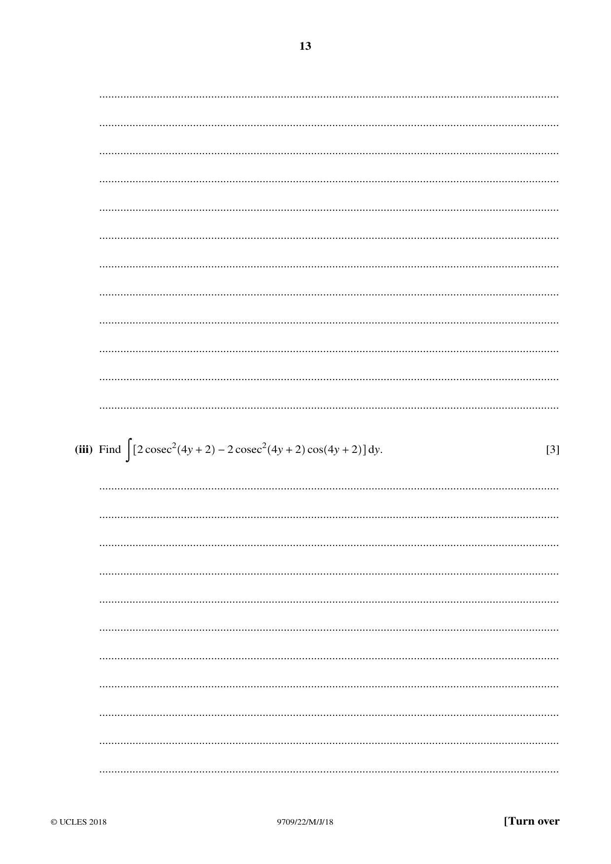 Cambridge A Level Mathematics 9709 2018 May/June Paper 2 · Variant 2 question paper, page 13 of 16