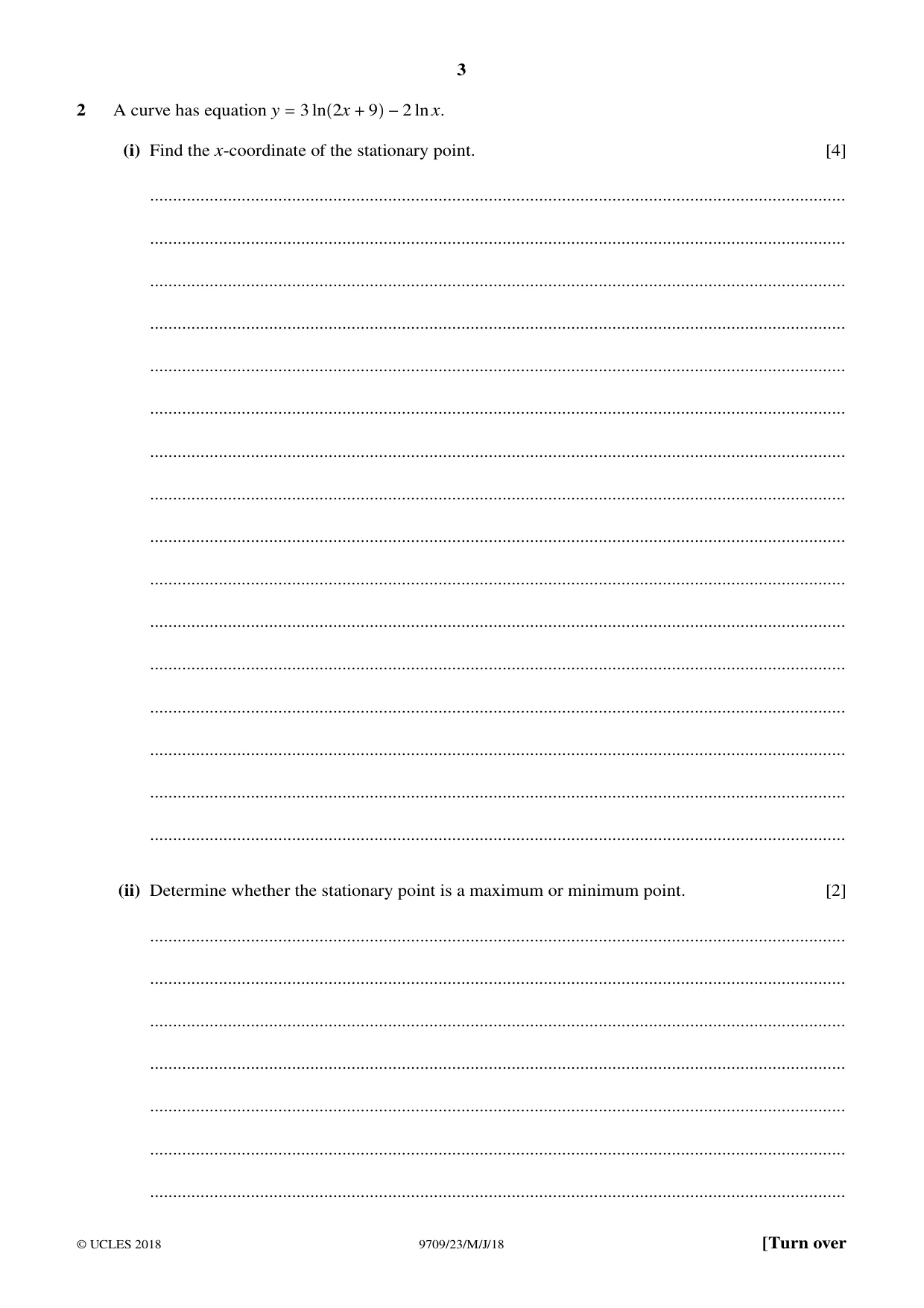 Cambridge A Level Mathematics 9709 2018 May/June Paper 2 · Variant 3 question paper, page 3 of 16