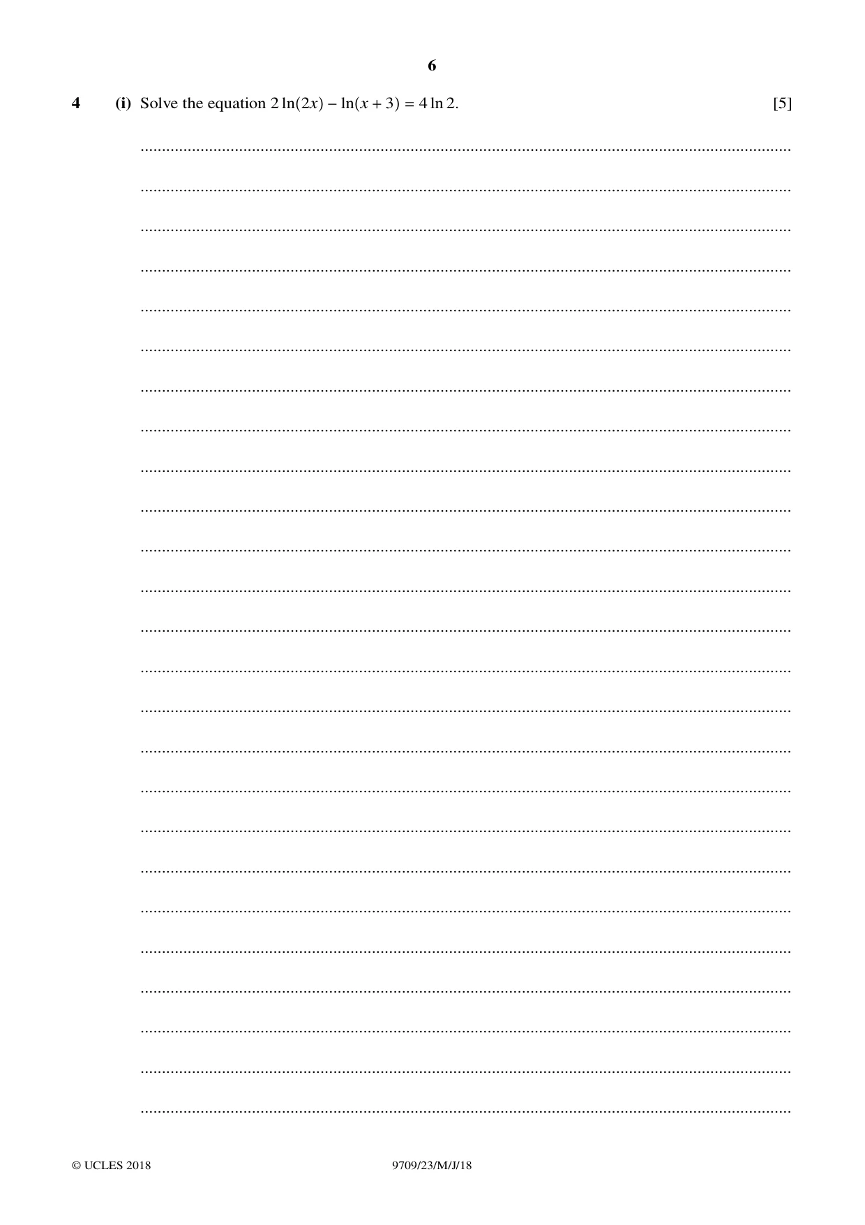 Cambridge A Level Mathematics 9709 2018 May/June Paper 2 · Variant 3 question paper, page 6 of 16