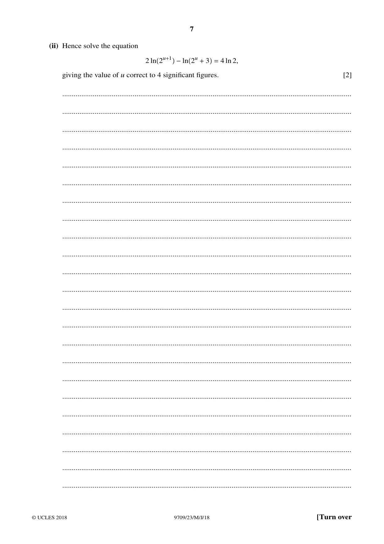 Cambridge A Level Mathematics 9709 2018 May/June Paper 2 · Variant 3 question paper, page 7 of 16