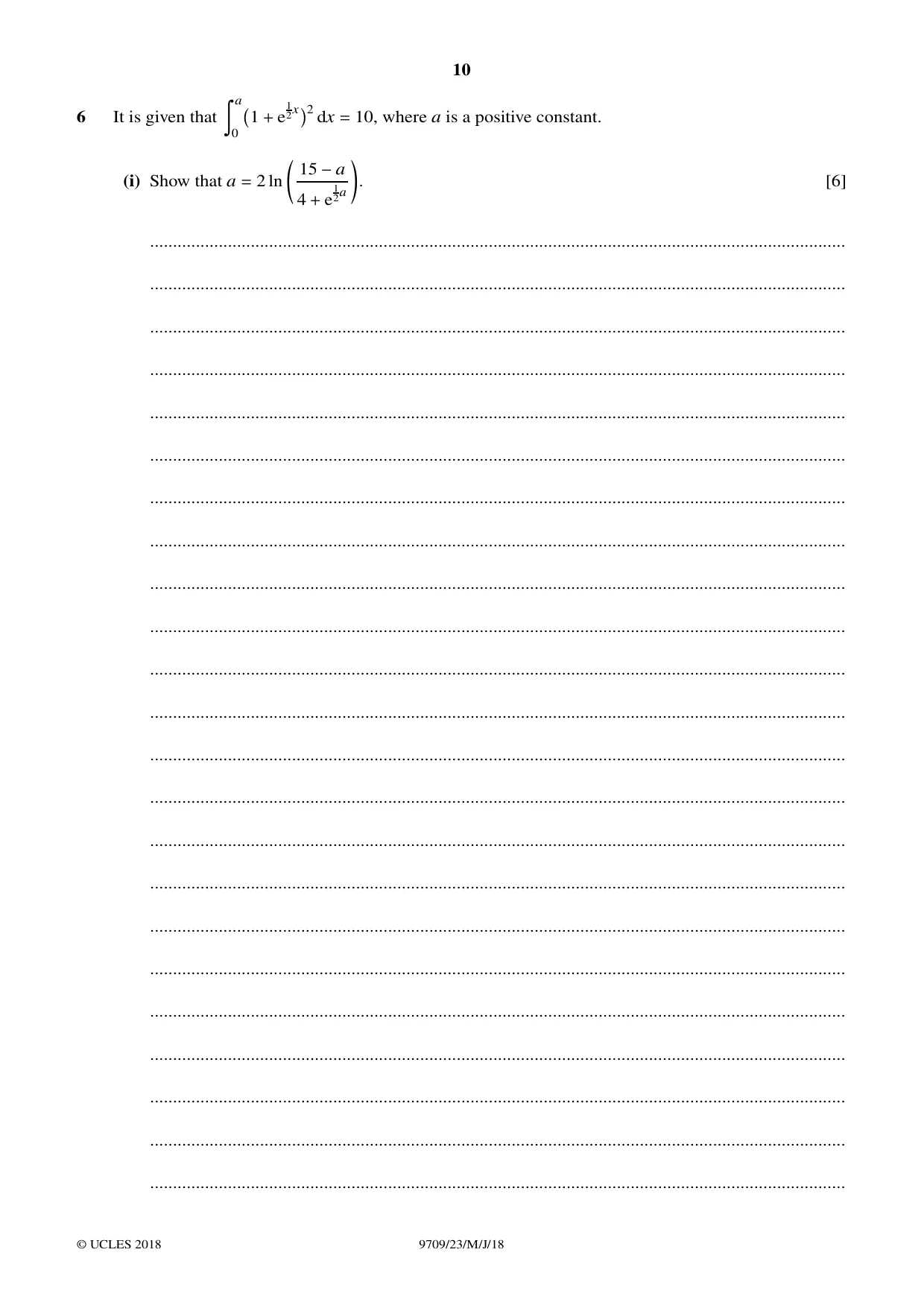 Cambridge A Level Mathematics 9709 2018 May/June Paper 2 · Variant 3 question paper, page 10 of 16