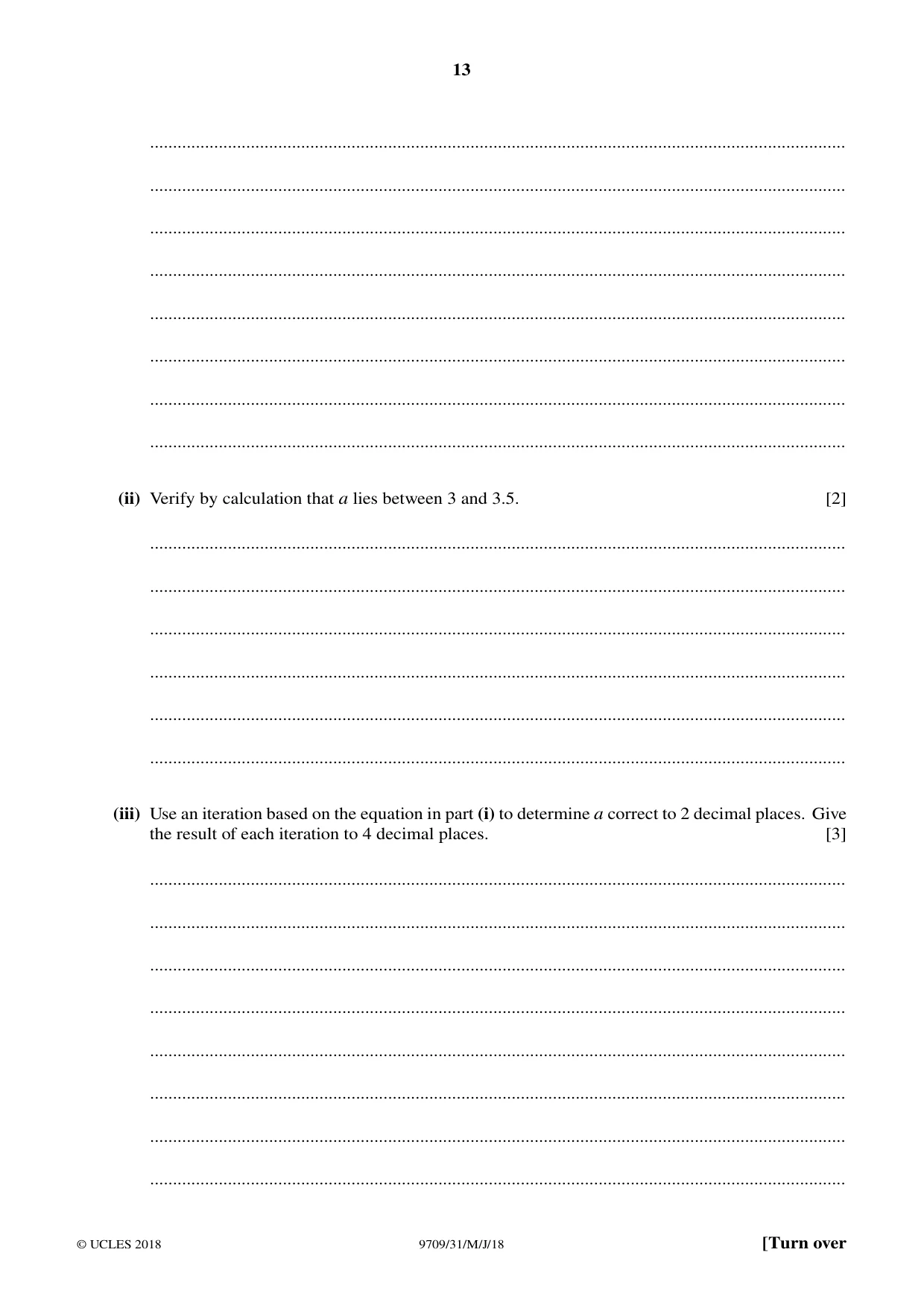 Cambridge A Level Mathematics 9709 2018 May/June Paper 3 · Variant 1 question paper, page 13 of 20