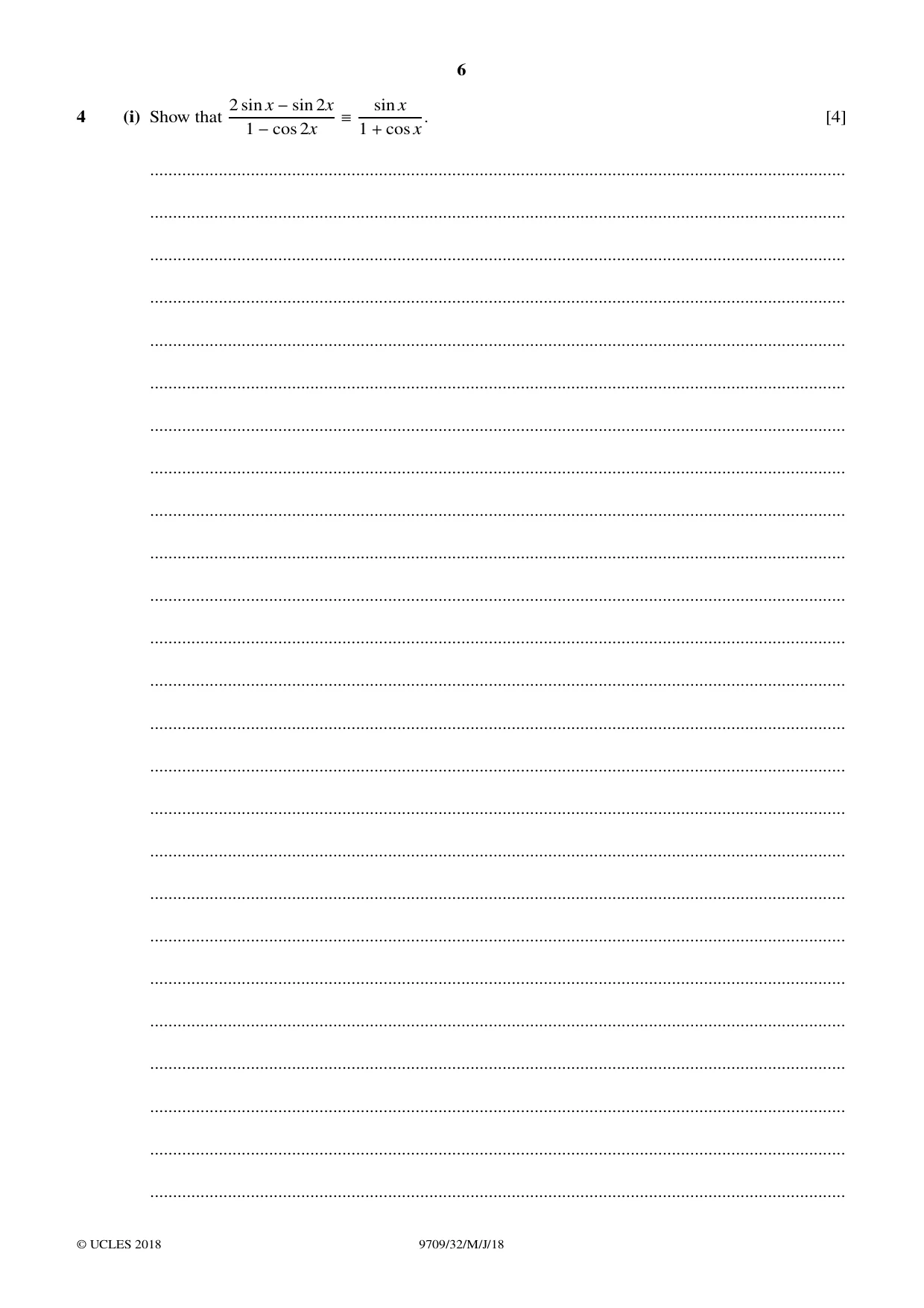 Cambridge A Level Mathematics 9709 2018 May/June Paper 3 · Variant 2 question paper, page 6 of 20