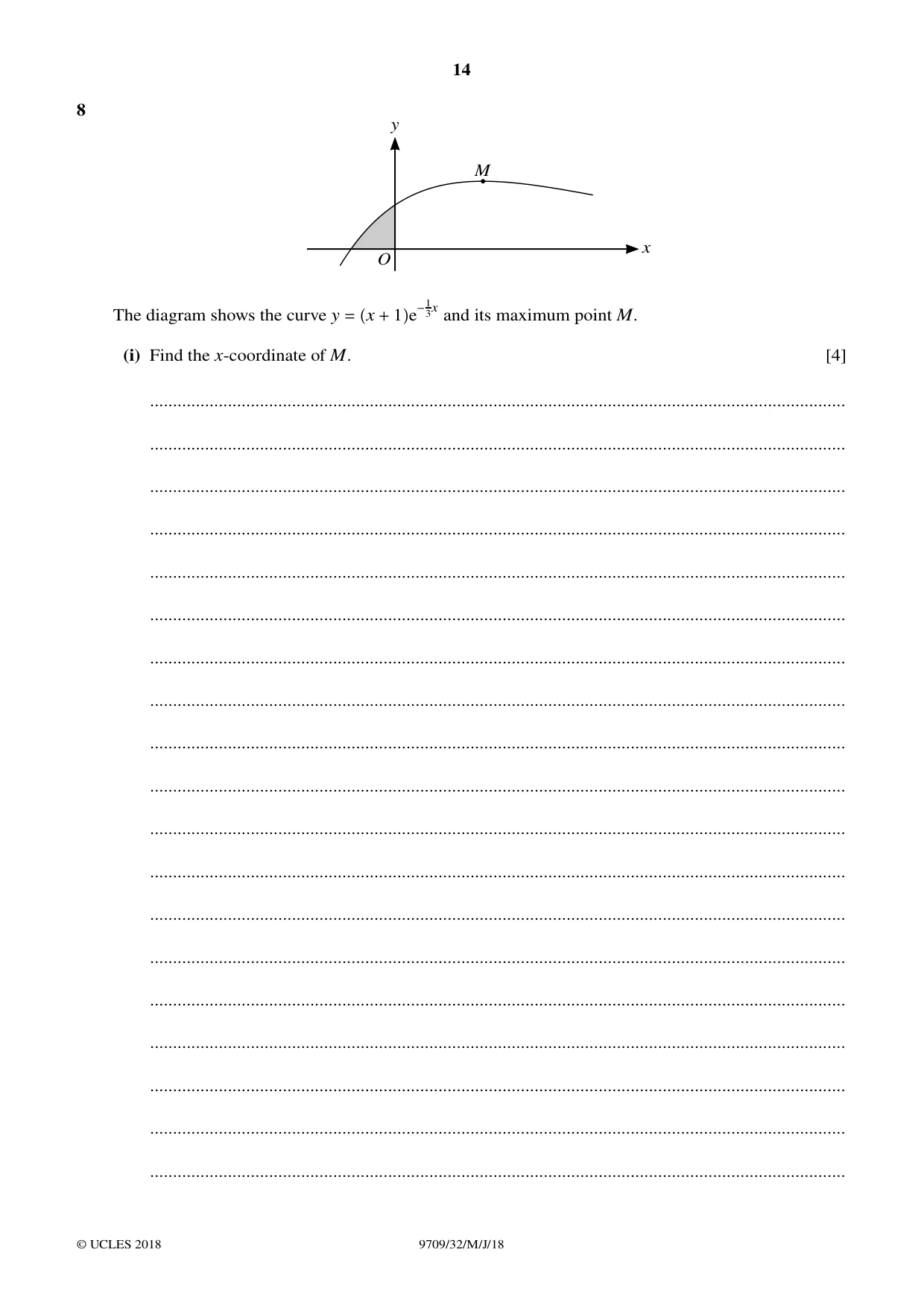 Cambridge A Level Mathematics 9709 2018 May/June Paper 3 · Variant 2 question paper, page 14 of 20