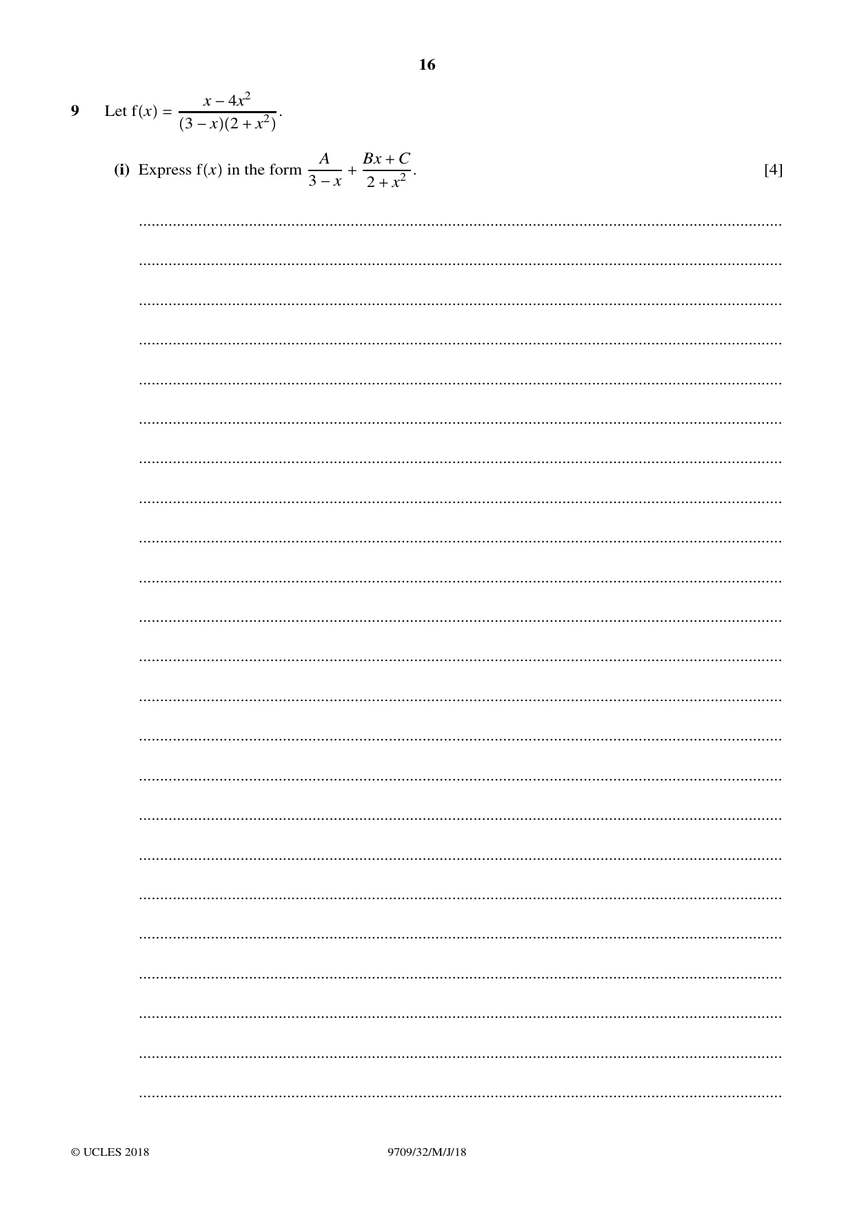 Cambridge A Level Mathematics 9709 2018 May/June Paper 3 · Variant 2 question paper, page 16 of 20