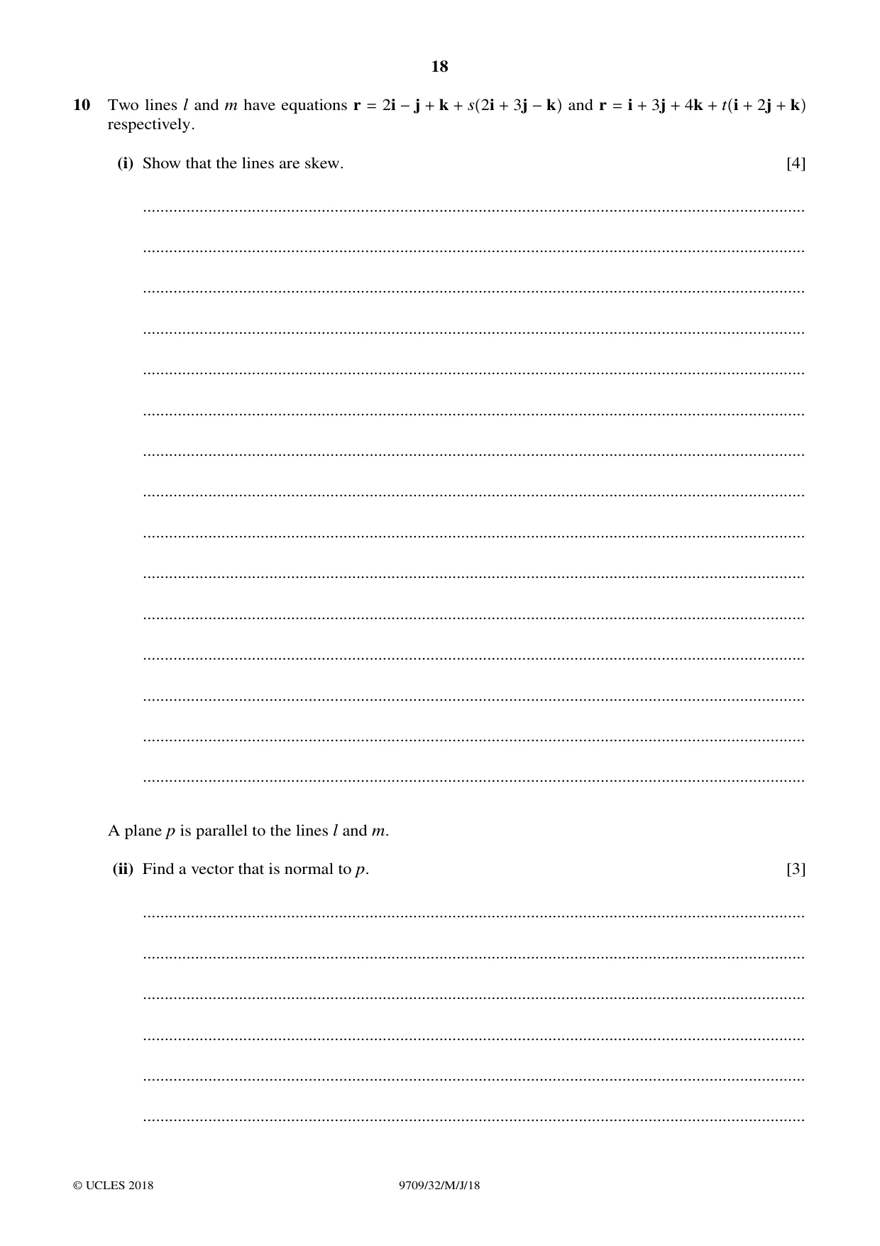 Cambridge A Level Mathematics 9709 2018 May/June Paper 3 · Variant 2 question paper, page 18 of 20