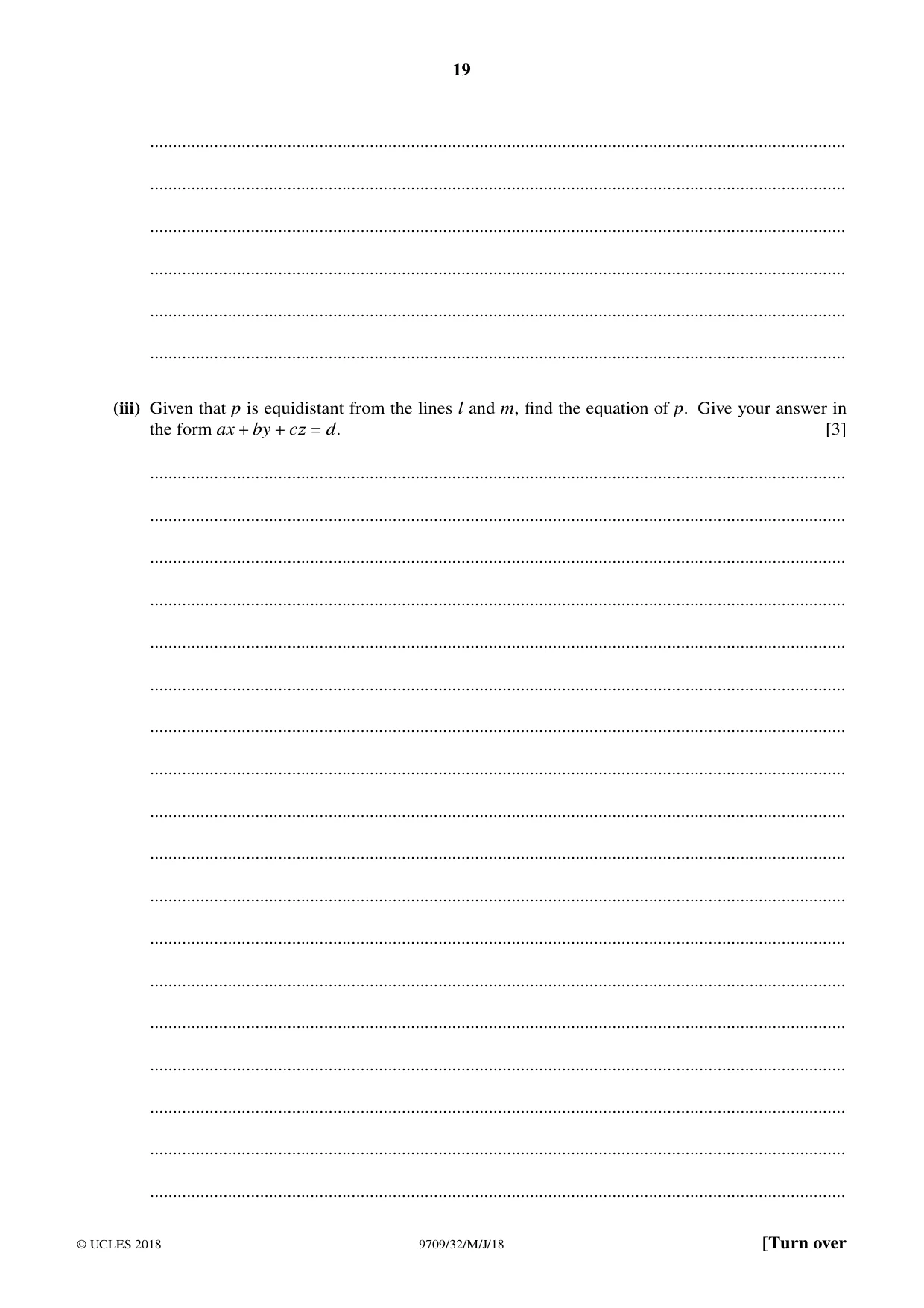 Cambridge A Level Mathematics 9709 2018 May/June Paper 3 · Variant 2 question paper, page 19 of 20