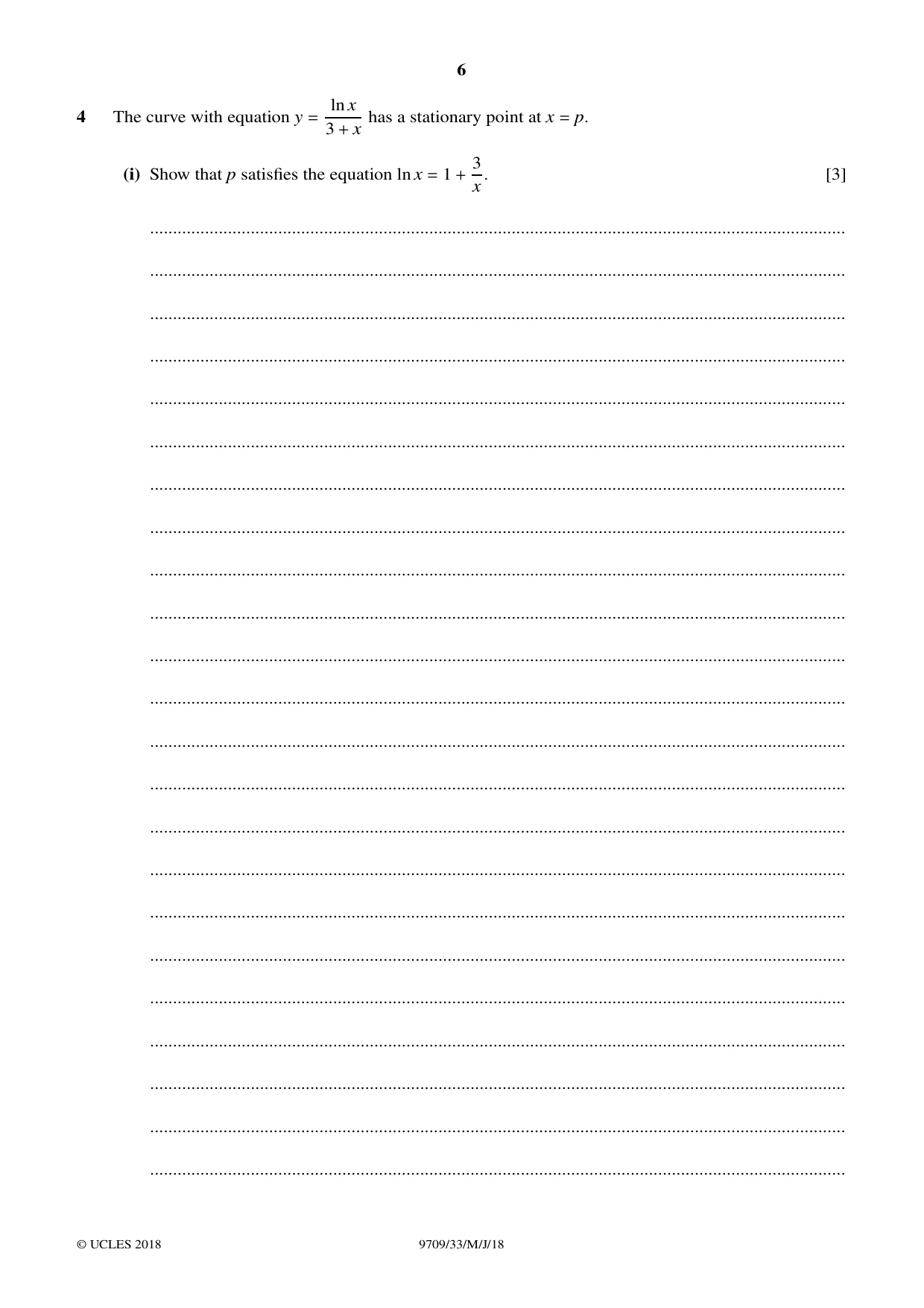 Cambridge A Level Mathematics 9709 2018 May/June Paper 3 · Variant 3 question paper, page 6 of 20