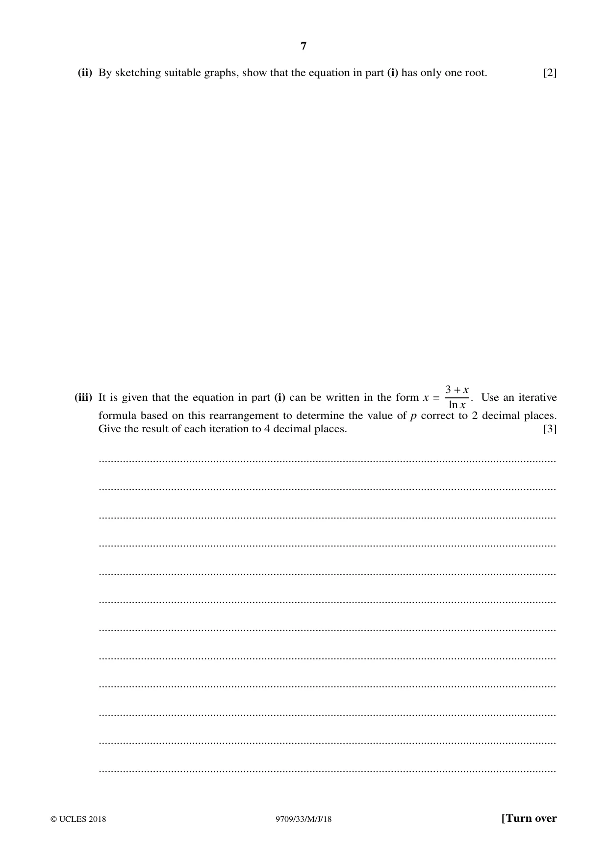 Cambridge A Level Mathematics 9709 2018 May/June Paper 3 · Variant 3 question paper, page 7 of 20