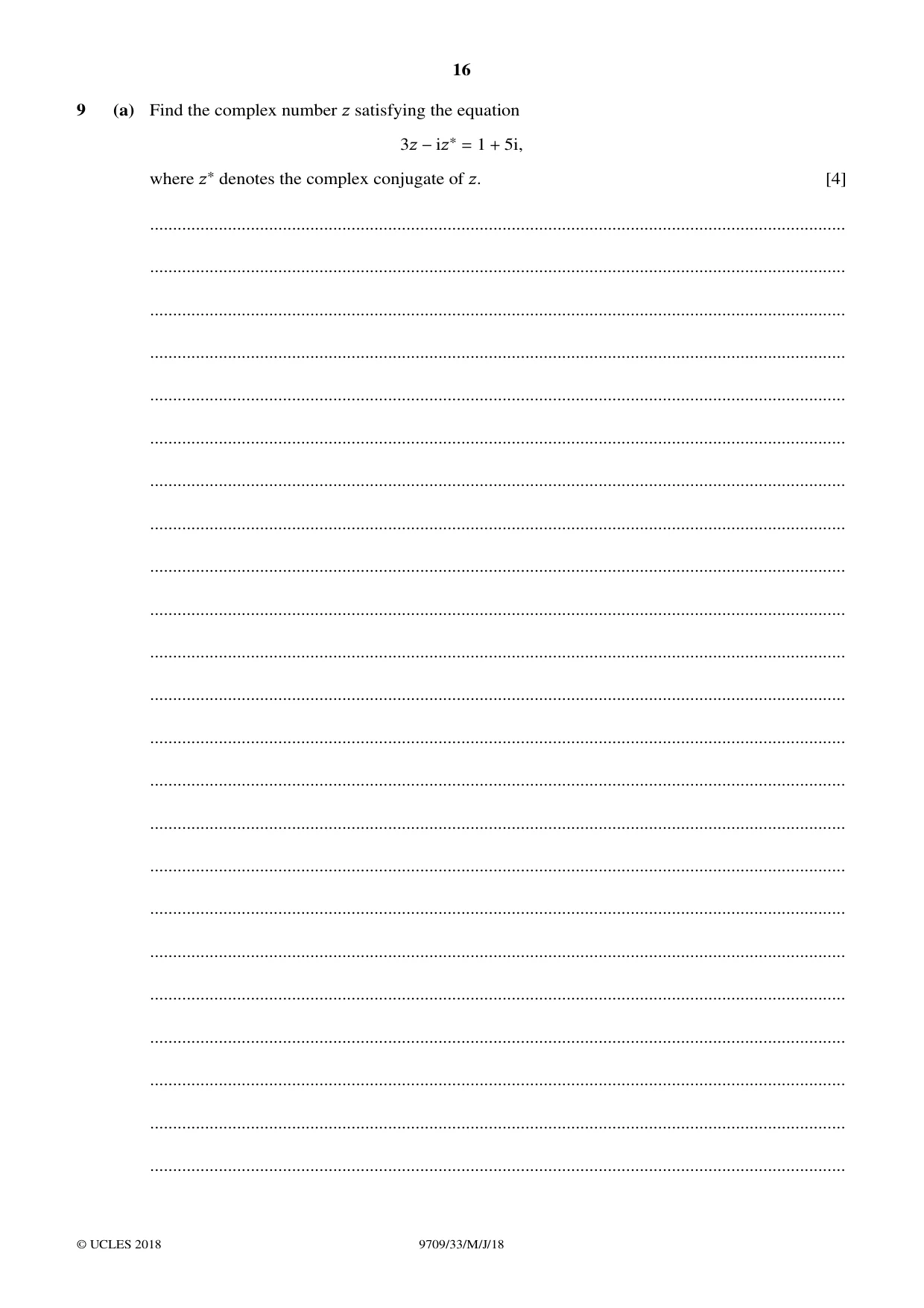 Cambridge A Level Mathematics 9709 2018 May/June Paper 3 · Variant 3 question paper, page 16 of 20