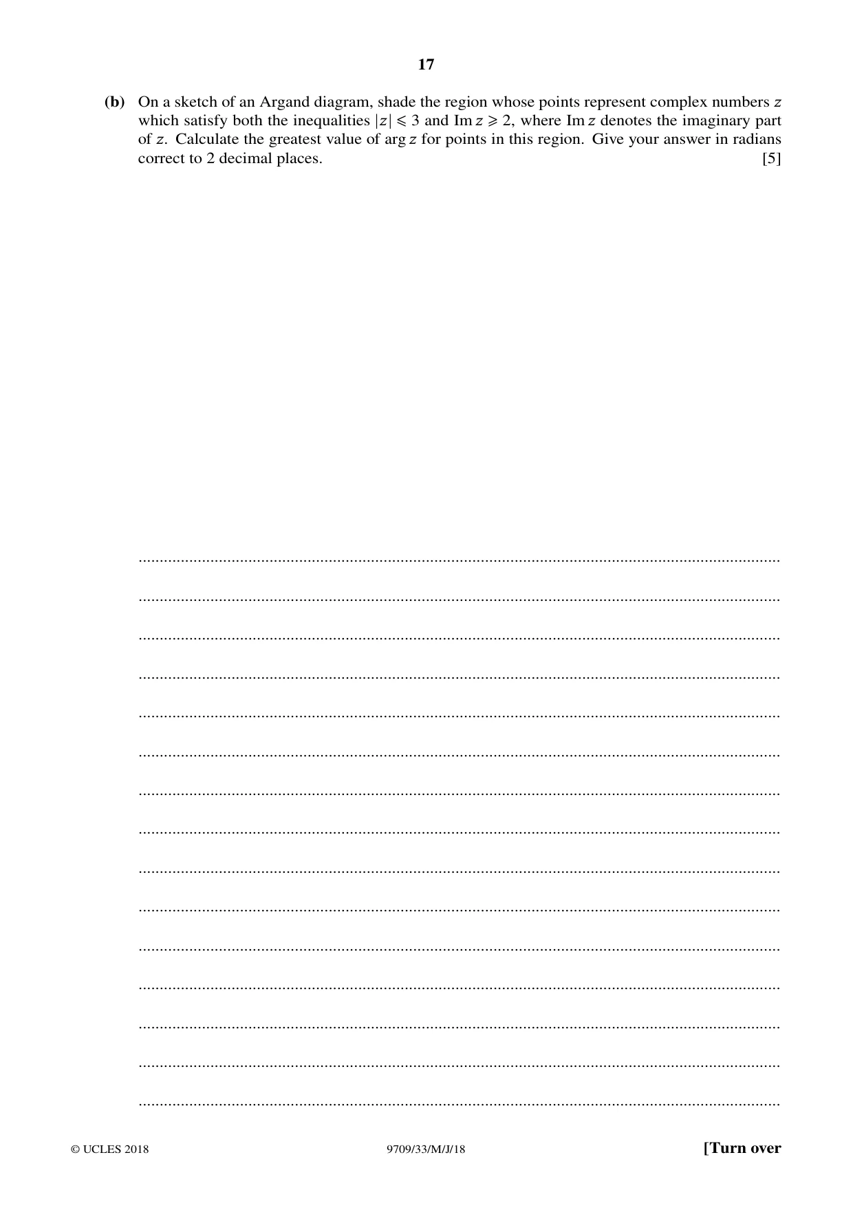 Cambridge A Level Mathematics 9709 2018 May/June Paper 3 · Variant 3 question paper, page 17 of 20