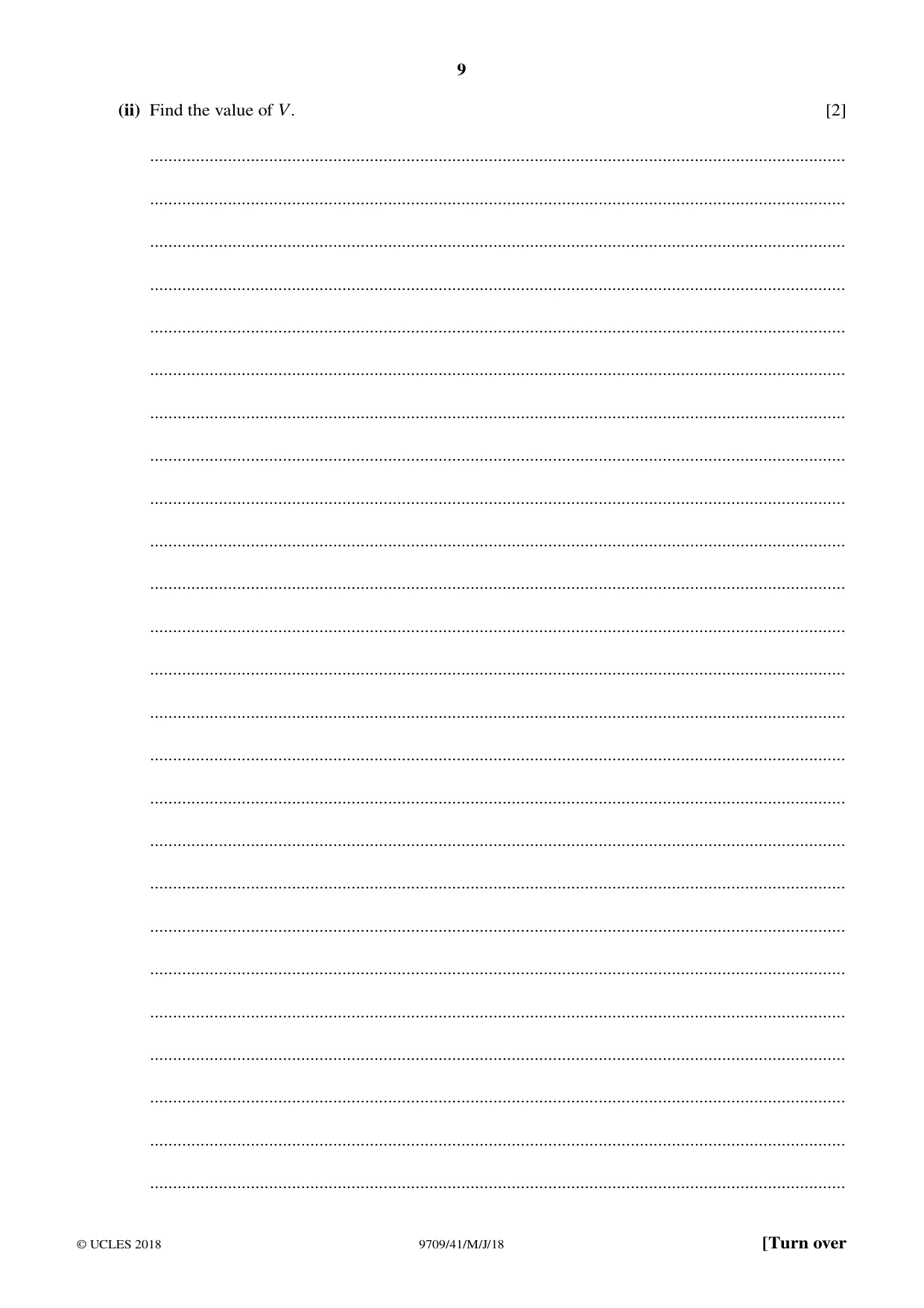 Cambridge A Level Mathematics 9709 2018 May/June Paper 4 · Variant 1 question paper, page 9 of 16