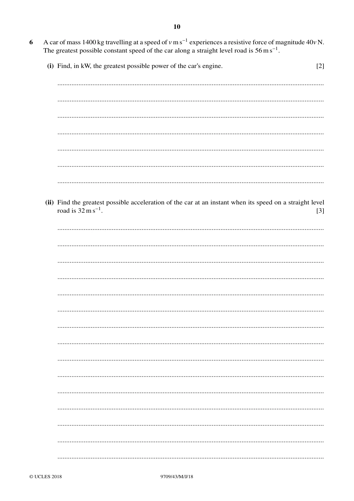 Cambridge A Level Mathematics 9709 2018 May/June Paper 4 · Variant 3 question paper, page 10 of 16