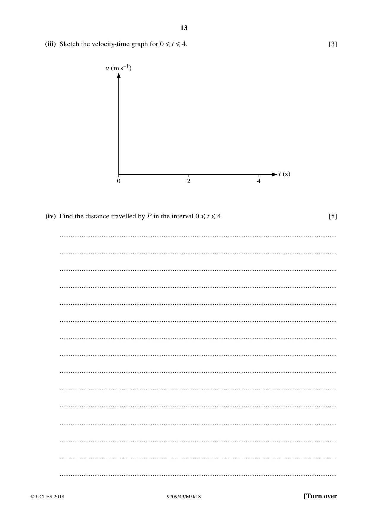 Cambridge A Level Mathematics 9709 2018 May/June Paper 4 · Variant 3 question paper, page 13 of 16