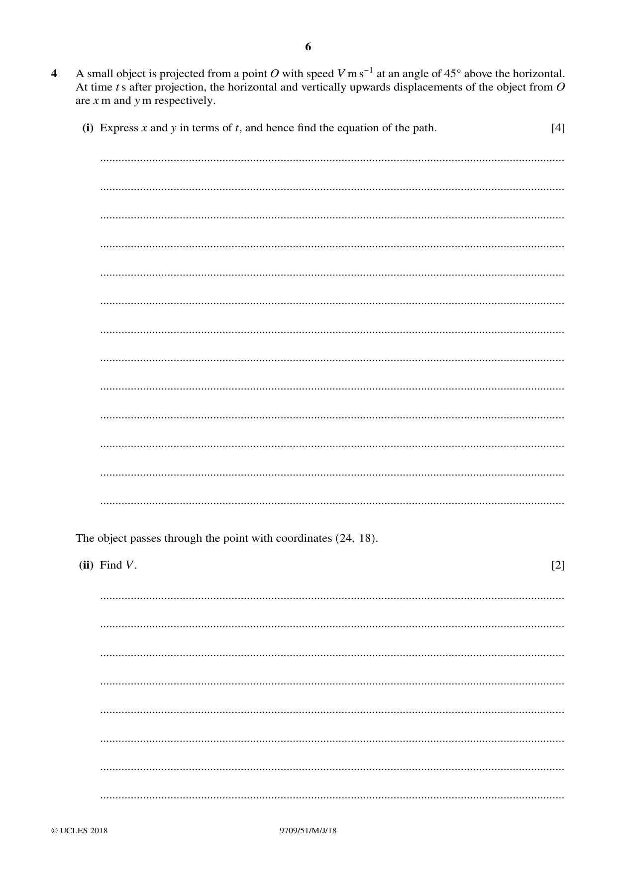 Cambridge A Level Mathematics 9709 2018 May/June Paper 5 · Variant 1 question paper, page 6 of 16