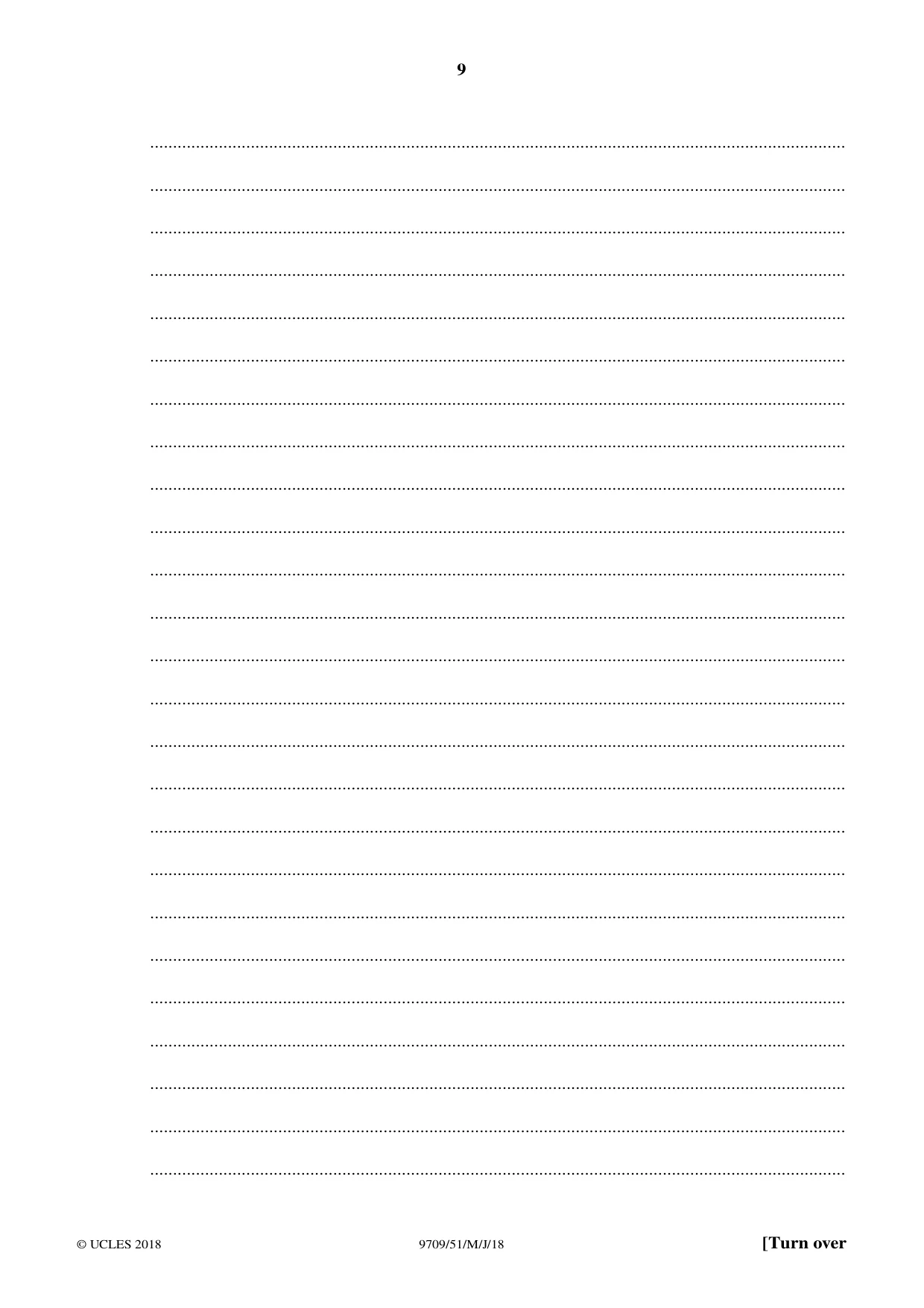 Cambridge A Level Mathematics 9709 2018 May/June Paper 5 · Variant 1 question paper, page 9 of 16
