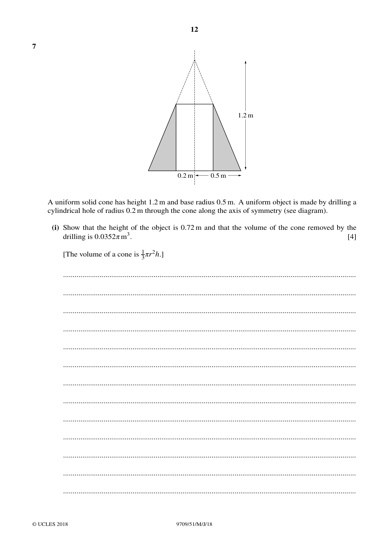 Cambridge A Level Mathematics 9709 2018 May/June Paper 5 · Variant 1 question paper, page 12 of 16