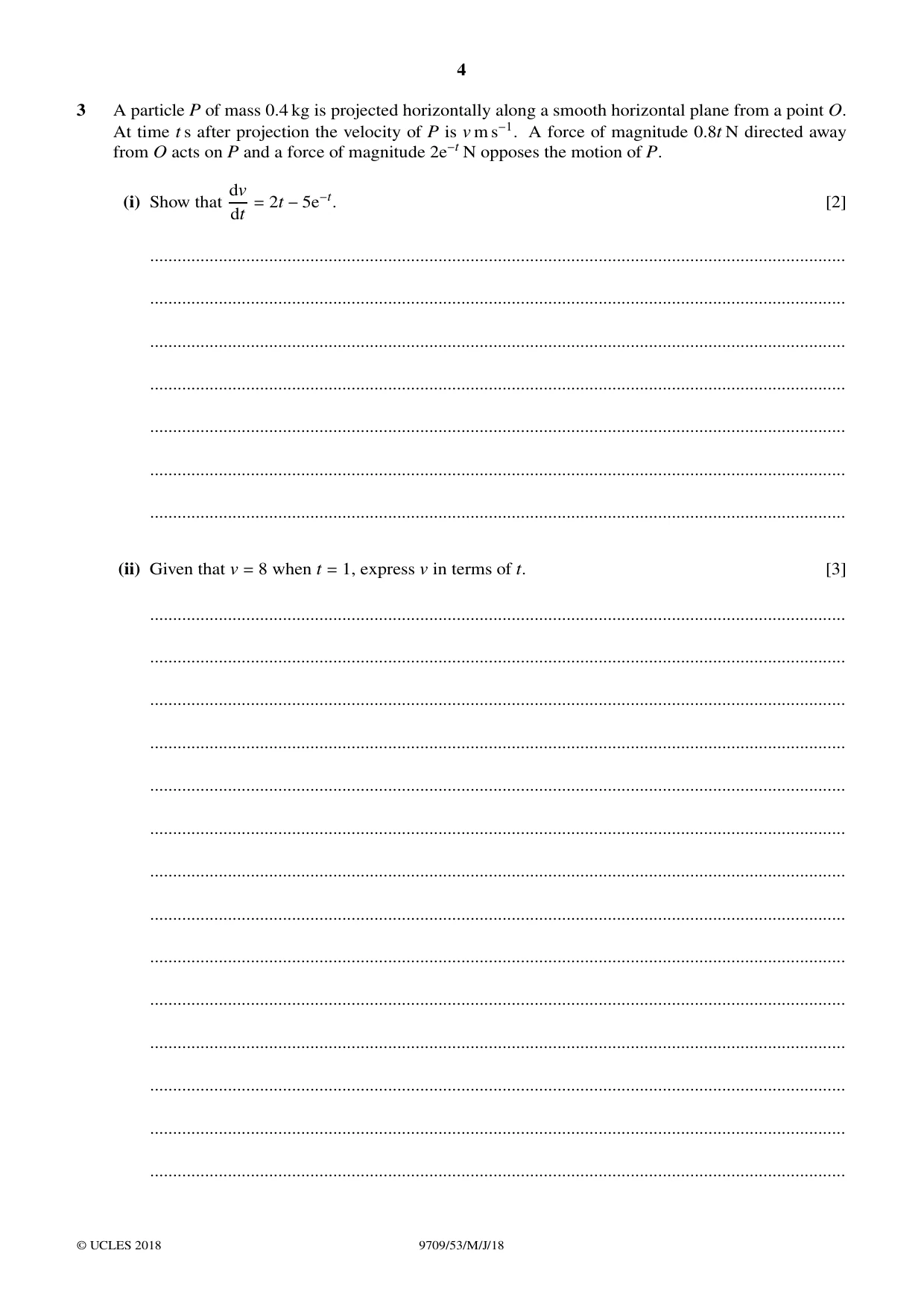 Cambridge A Level Mathematics 9709 2018 May/June Paper 5 · Variant 3 question paper, page 4 of 16