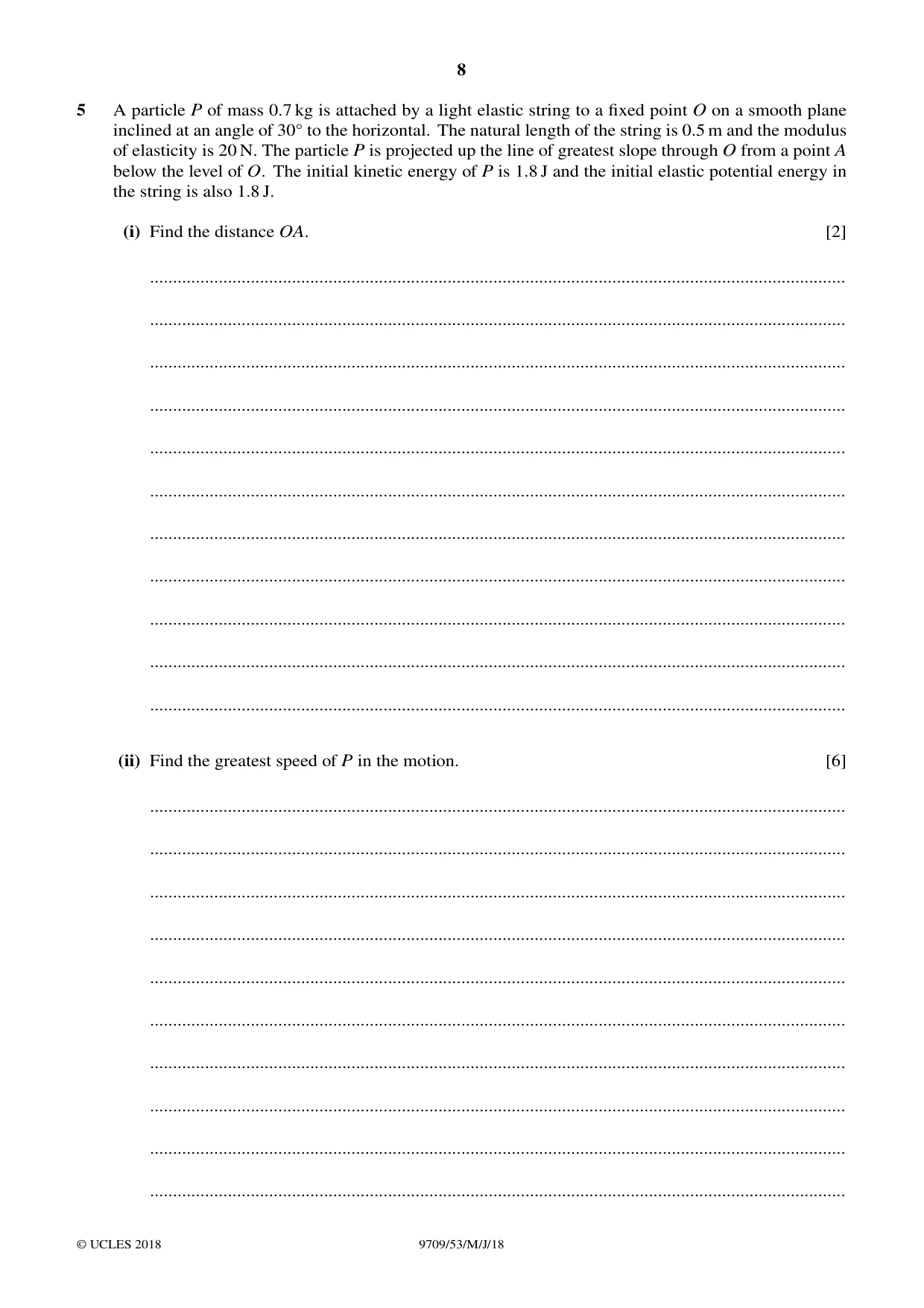 Cambridge A Level Mathematics 9709 2018 May/June Paper 5 · Variant 3 question paper, page 8 of 16