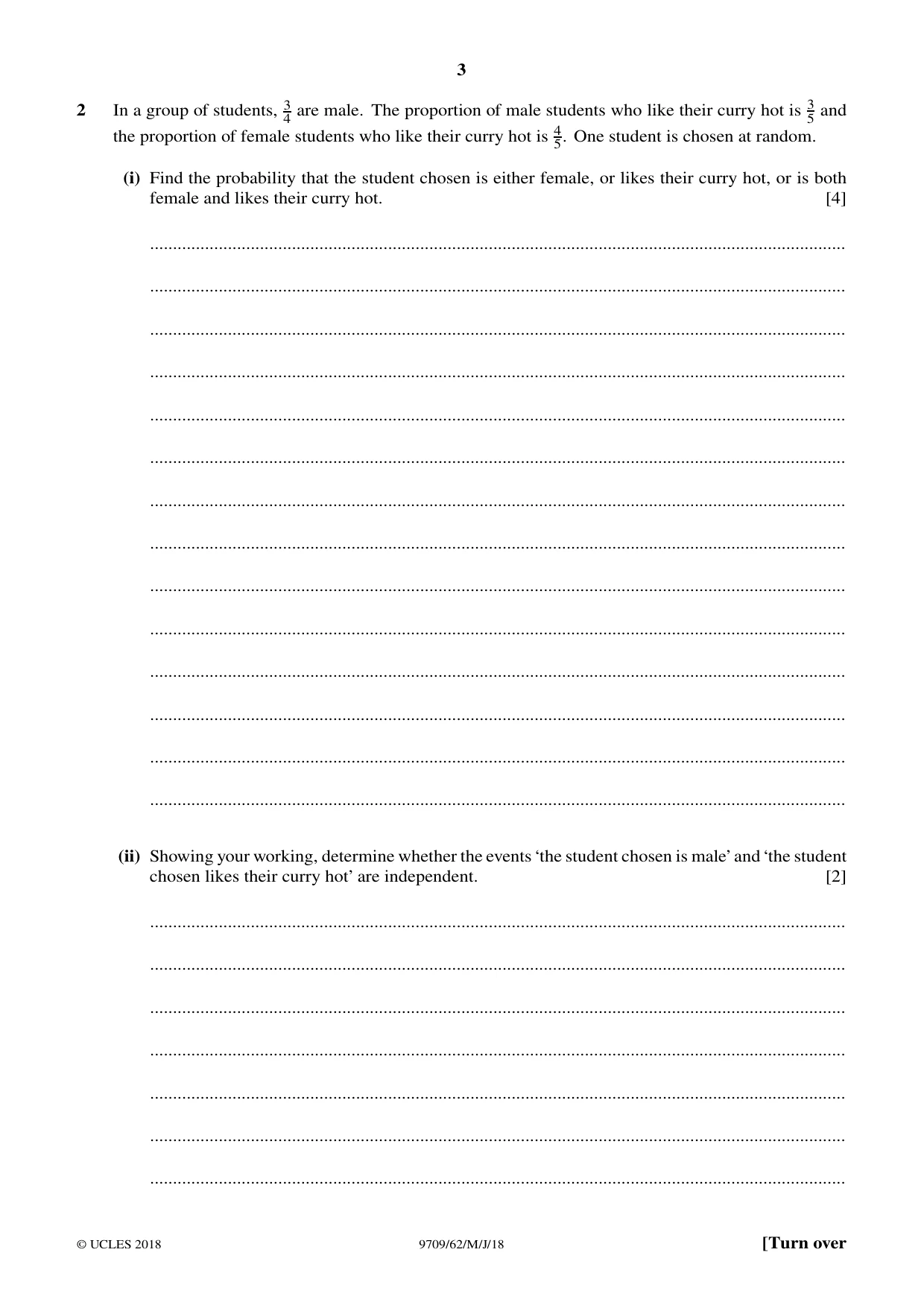 Cambridge A Level Mathematics 9709 2018 May/June Paper 6 · Variant 2 question paper, page 3 of 12