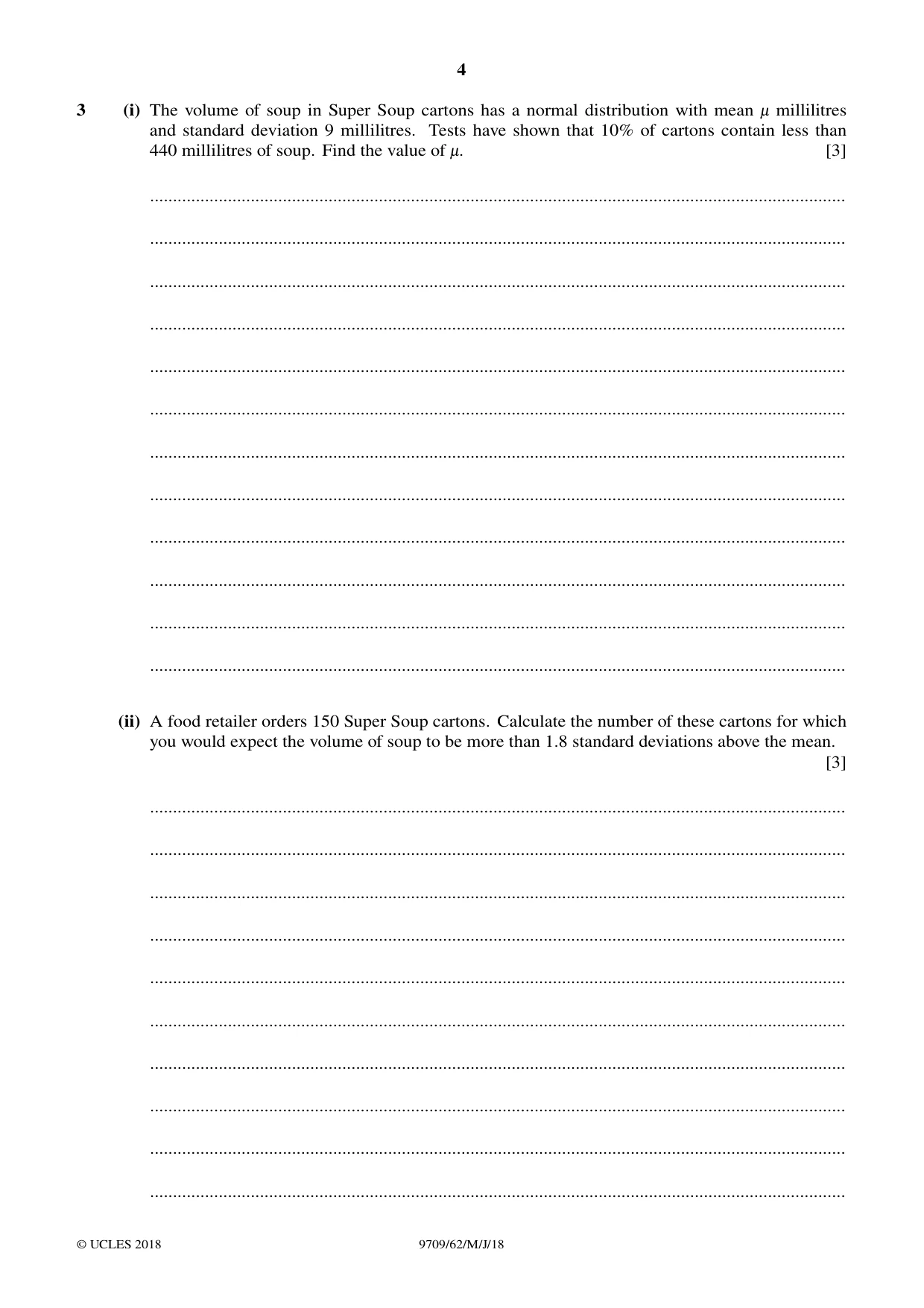 Cambridge A Level Mathematics 9709 2018 May/June Paper 6 · Variant 2 question paper, page 4 of 12