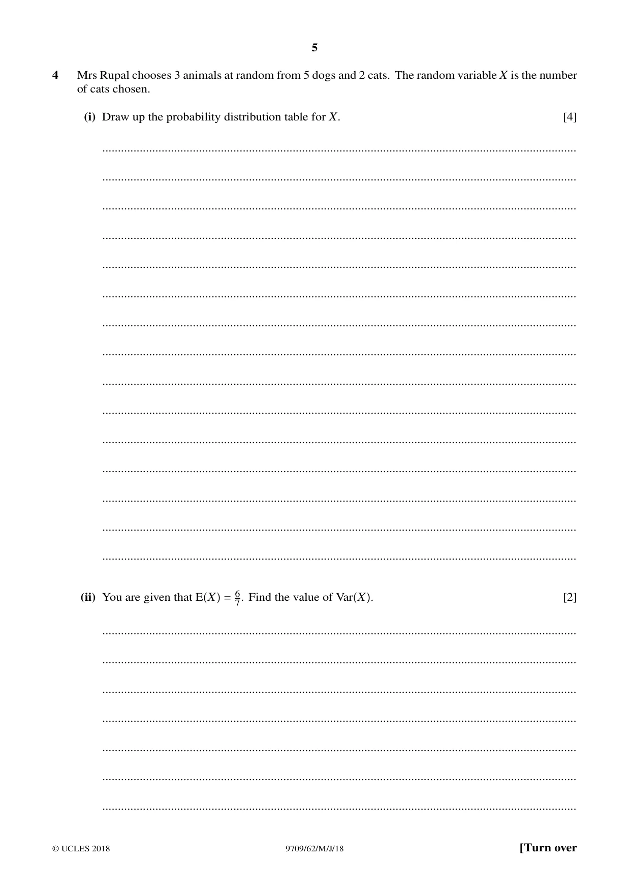 Cambridge A Level Mathematics 9709 2018 May/June Paper 6 · Variant 2 question paper, page 5 of 12