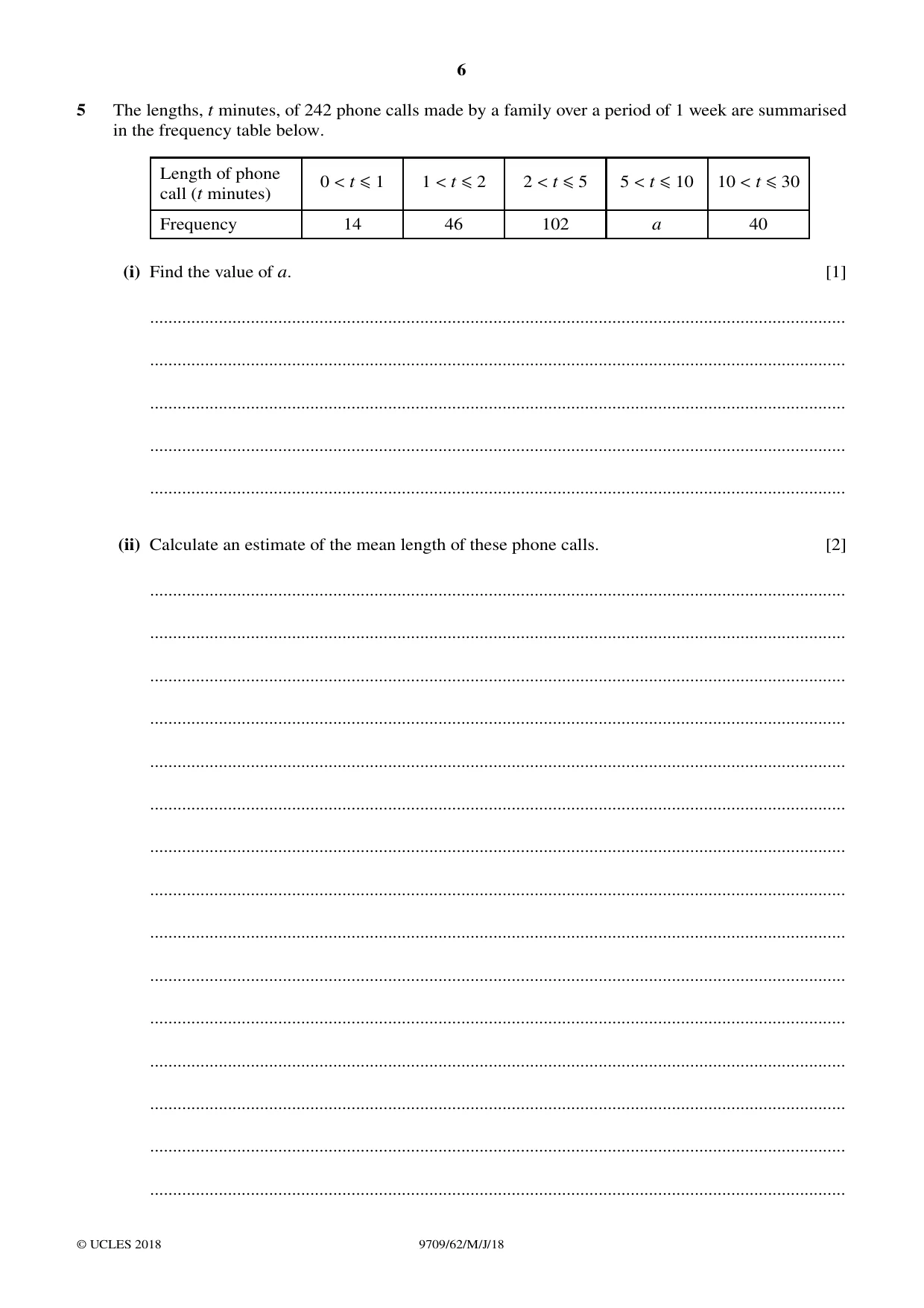 Cambridge A Level Mathematics 9709 2018 May/June Paper 6 · Variant 2 question paper, page 6 of 12