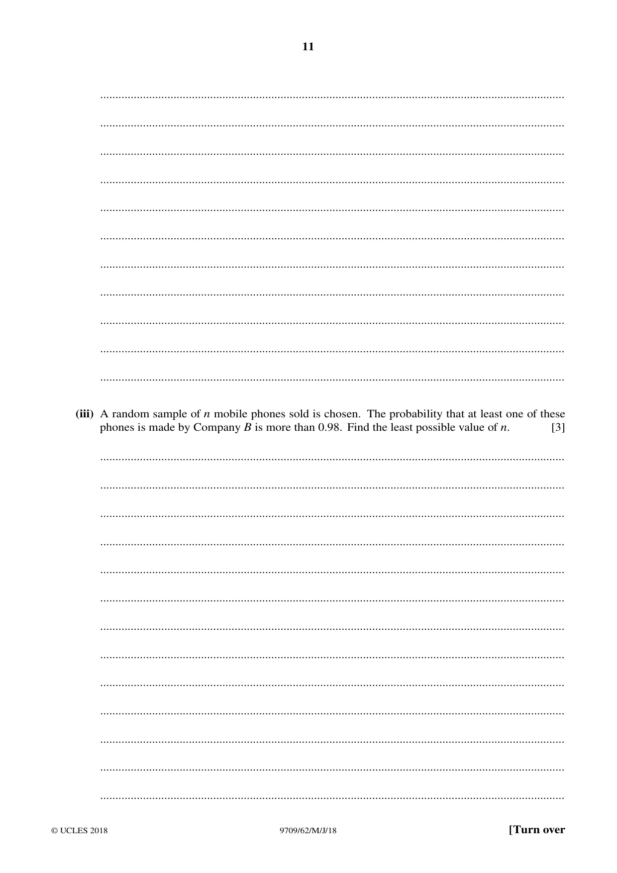 Cambridge A Level Mathematics 9709 2018 May/June Paper 6 · Variant 2 question paper, page 11 of 12