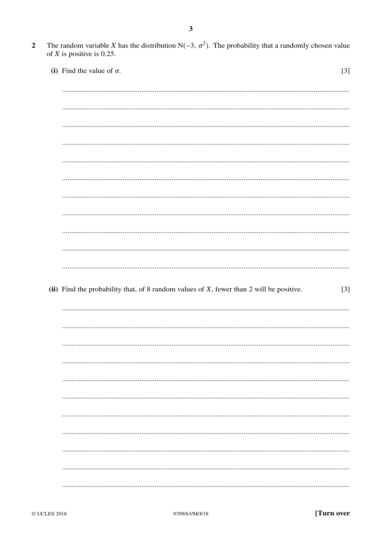 Cambridge A Level Mathematics 9709 2018 May/June Paper 6 · Variant 3 question paper, page 3 of 12