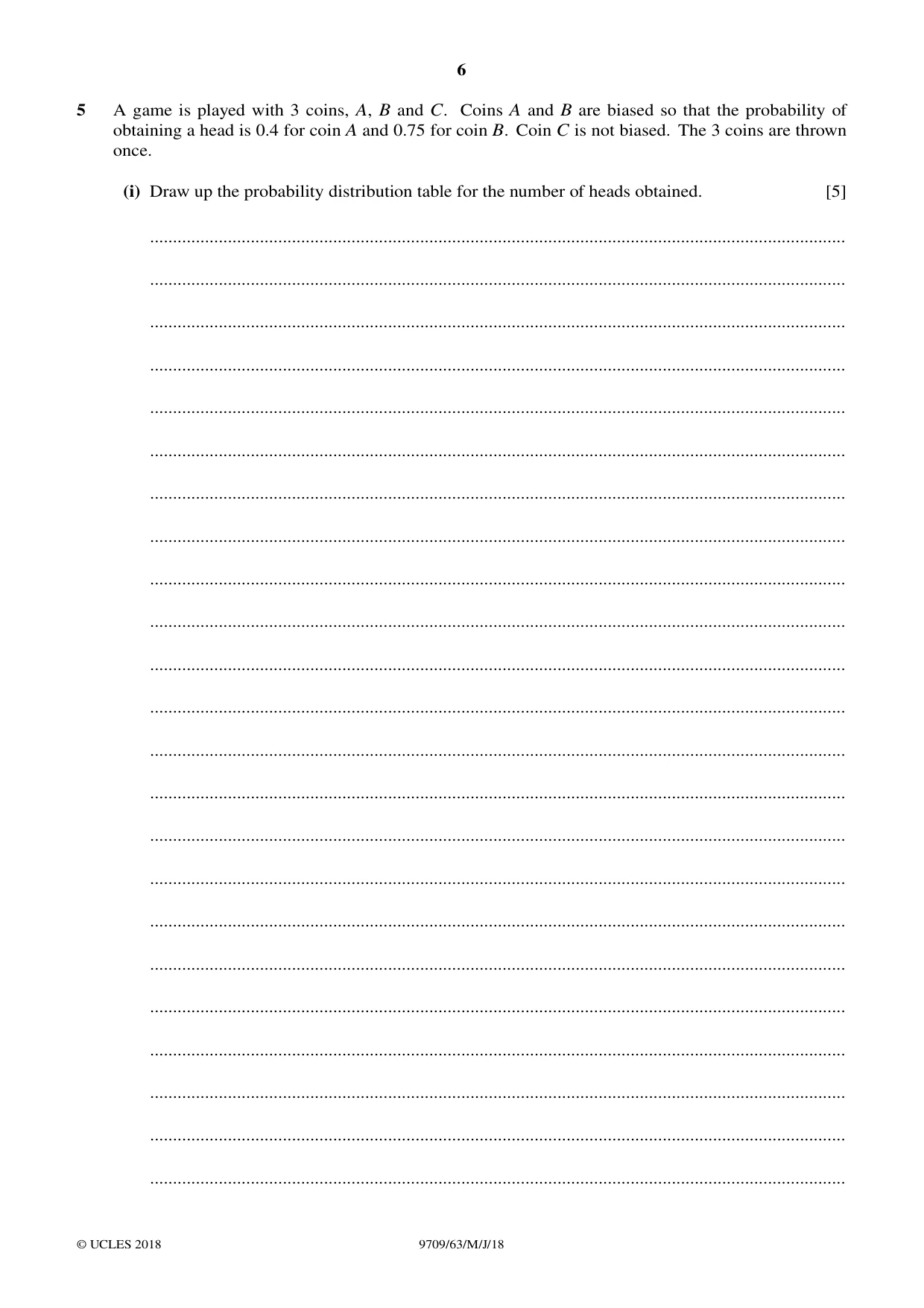 Cambridge A Level Mathematics 9709 2018 May/June Paper 6 · Variant 3 question paper, page 6 of 12