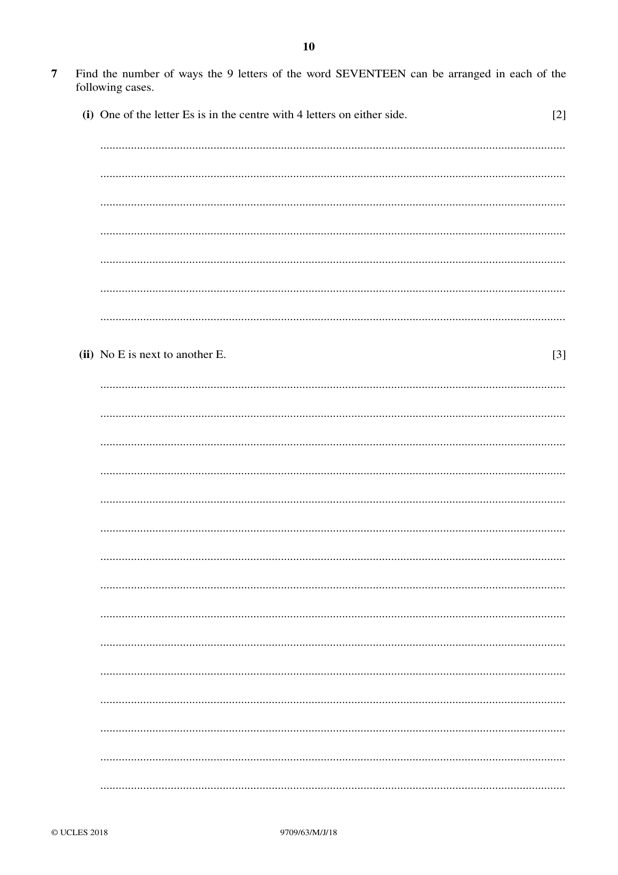 Cambridge A Level Mathematics 9709 2018 May/June Paper 6 · Variant 3 question paper, page 10 of 12
