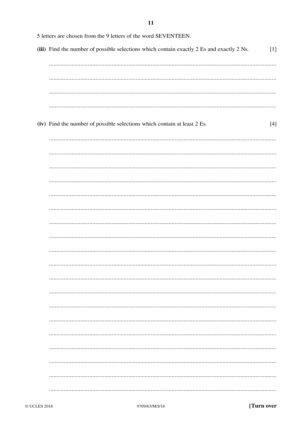 Cambridge A Level Mathematics 9709 2018 May/June Paper 6 · Variant 3 question paper, page 11 of 12