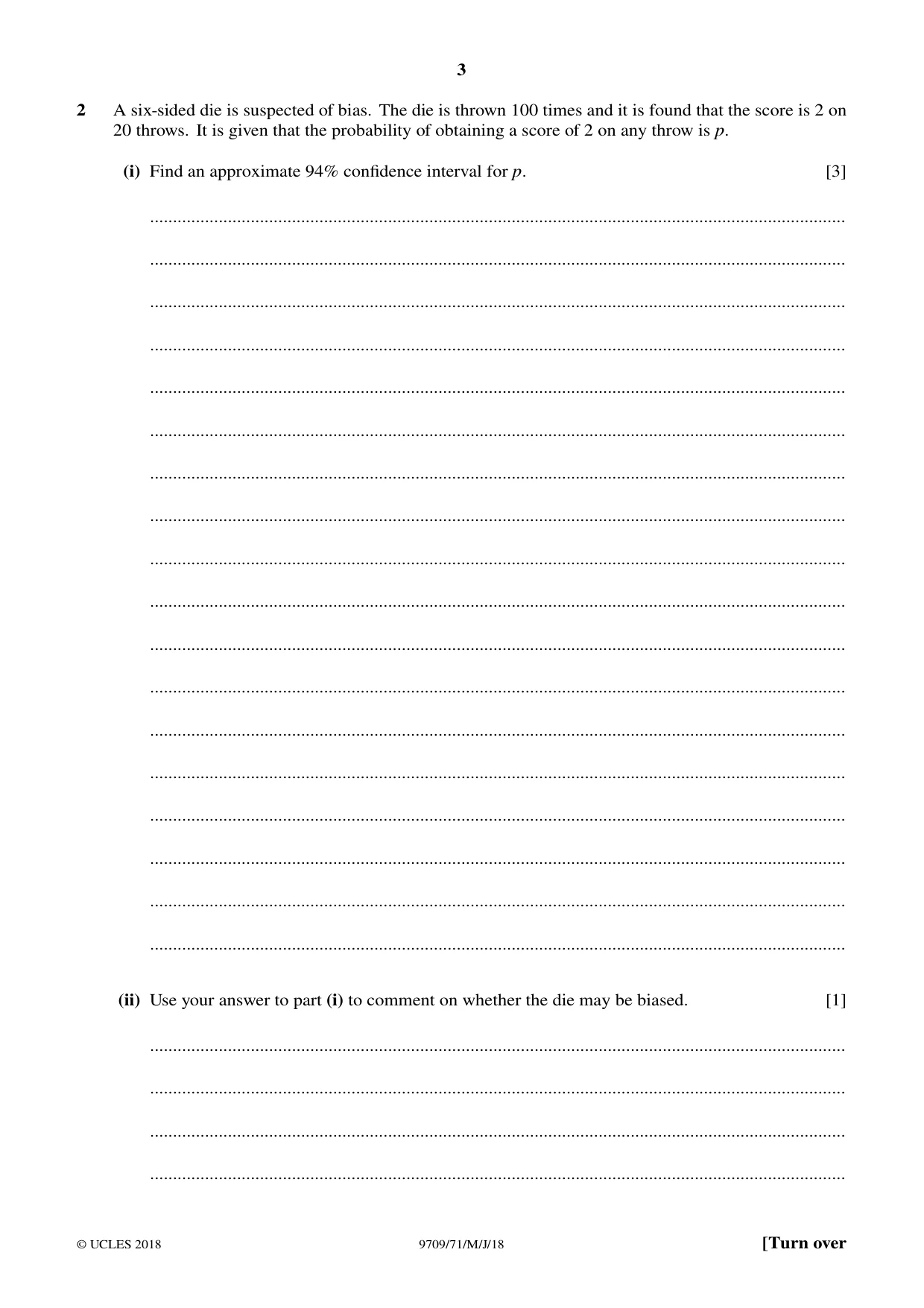 Cambridge A Level Mathematics 9709 2018 May/June Paper 7 · Variant 1 question paper, page 3 of 12