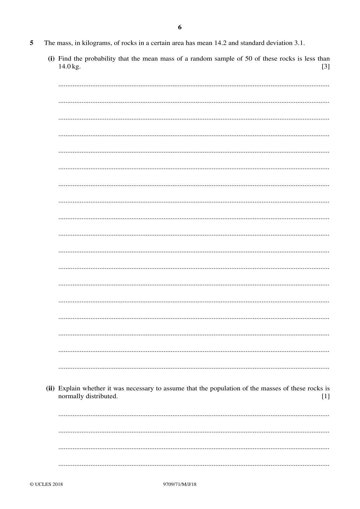 Cambridge A Level Mathematics 9709 2018 May/June Paper 7 · Variant 1 question paper, page 6 of 12