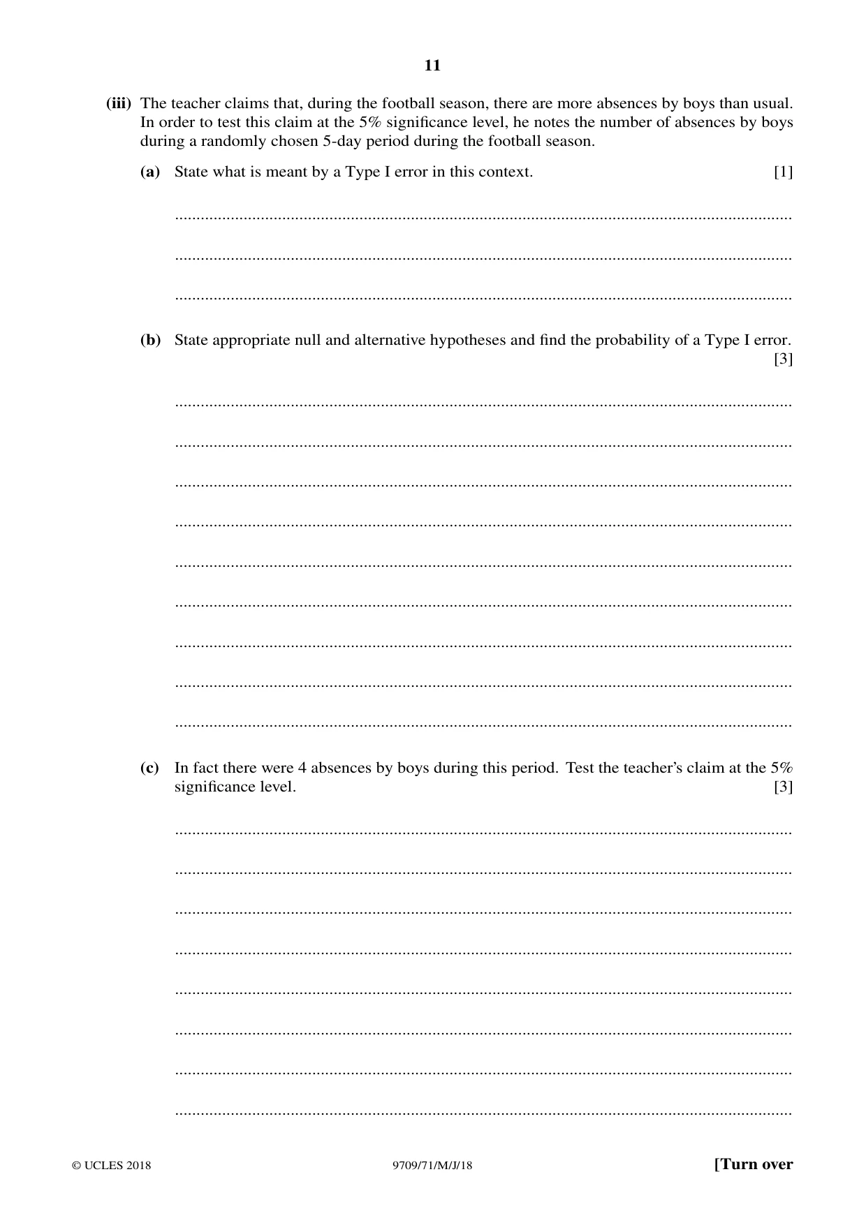 Cambridge A Level Mathematics 9709 2018 May/June Paper 7 · Variant 1 question paper, page 11 of 12